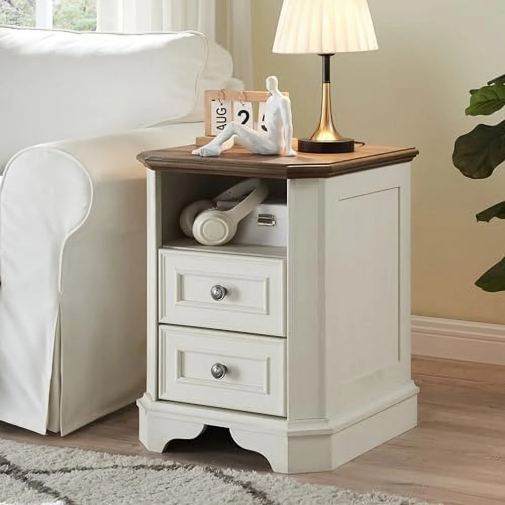 HBBOOMLIFE Farmhouse 7 Drawers Dresser Chests for Bedroom Wood Rustic Tall Chest of Drawers Dressers Organizer for Bedroom Living Room Hallway Antique White