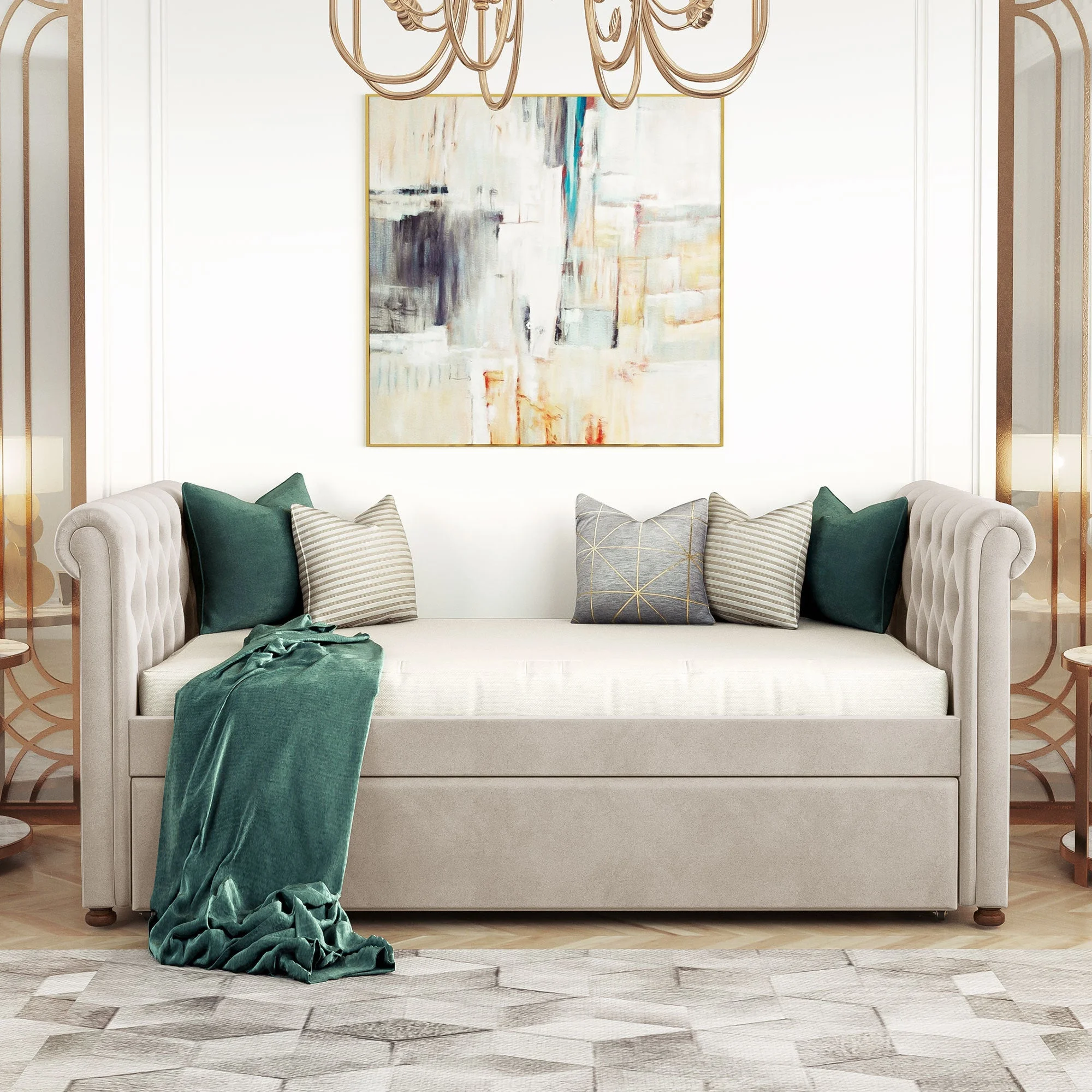 Romino Twin Size Daybed with Trundle - Beige