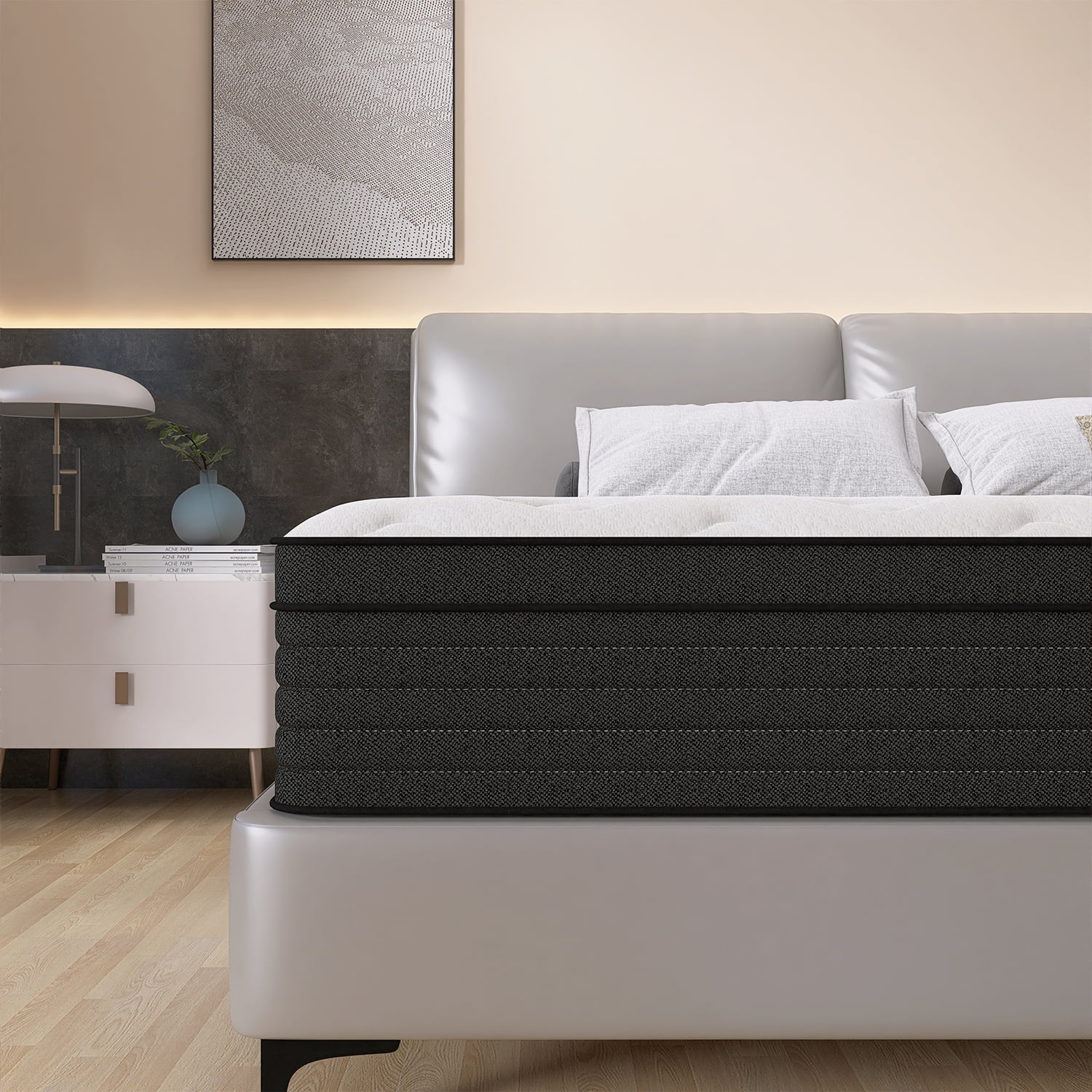 King Mattress, 14 Inch Memory Foam Mattress in a Box, Individual Pocket Spring Mattress with Motion Isolation and Pressure Relief, Medium Firm, CertiPUR-US