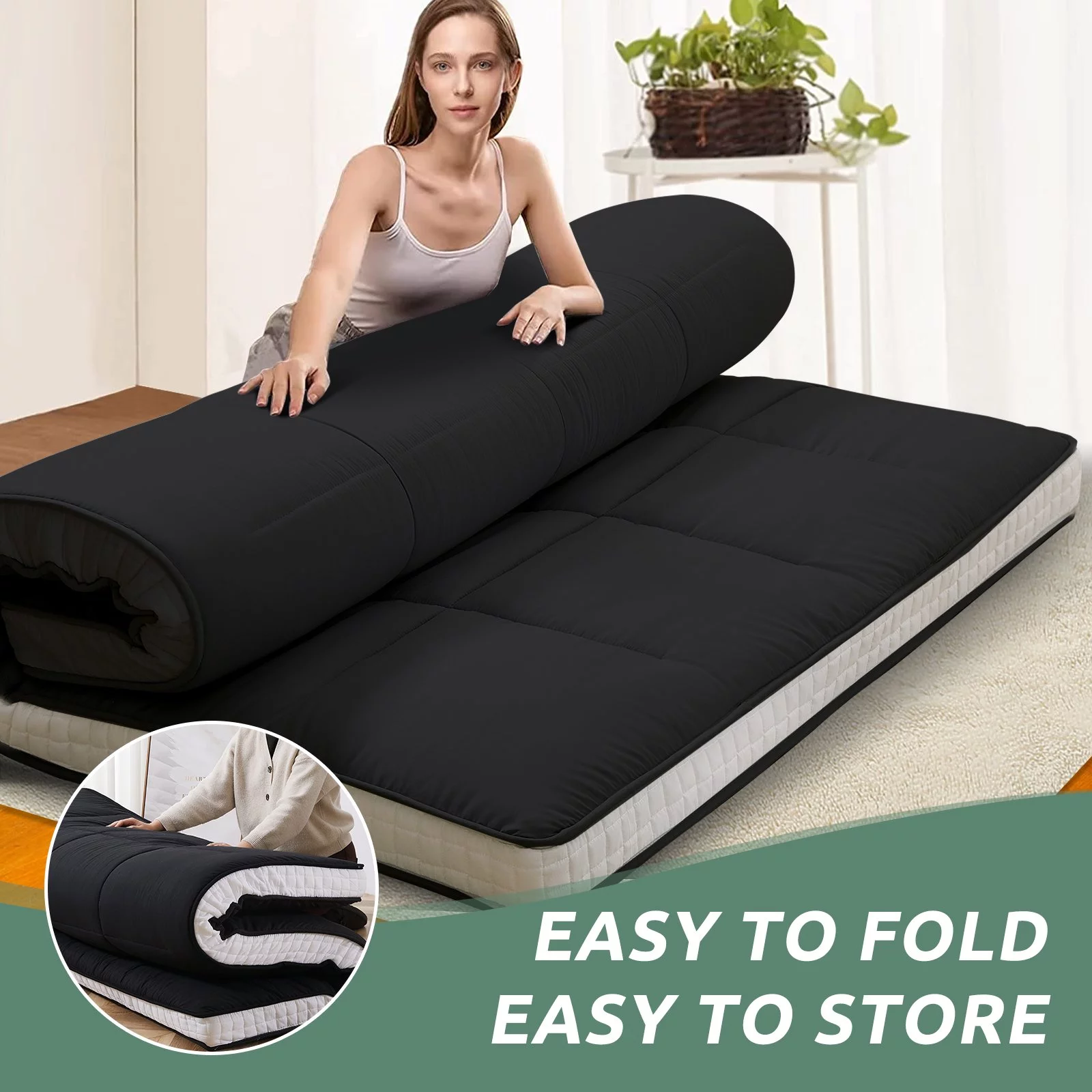 Slsy Japanese Floor Mattress Futon Mattress, Thicken Tatami Mat, Sleeping Pad Roll Up Mattress, Floor Lounger Bed Folding Couch Bed Mattress Pad
