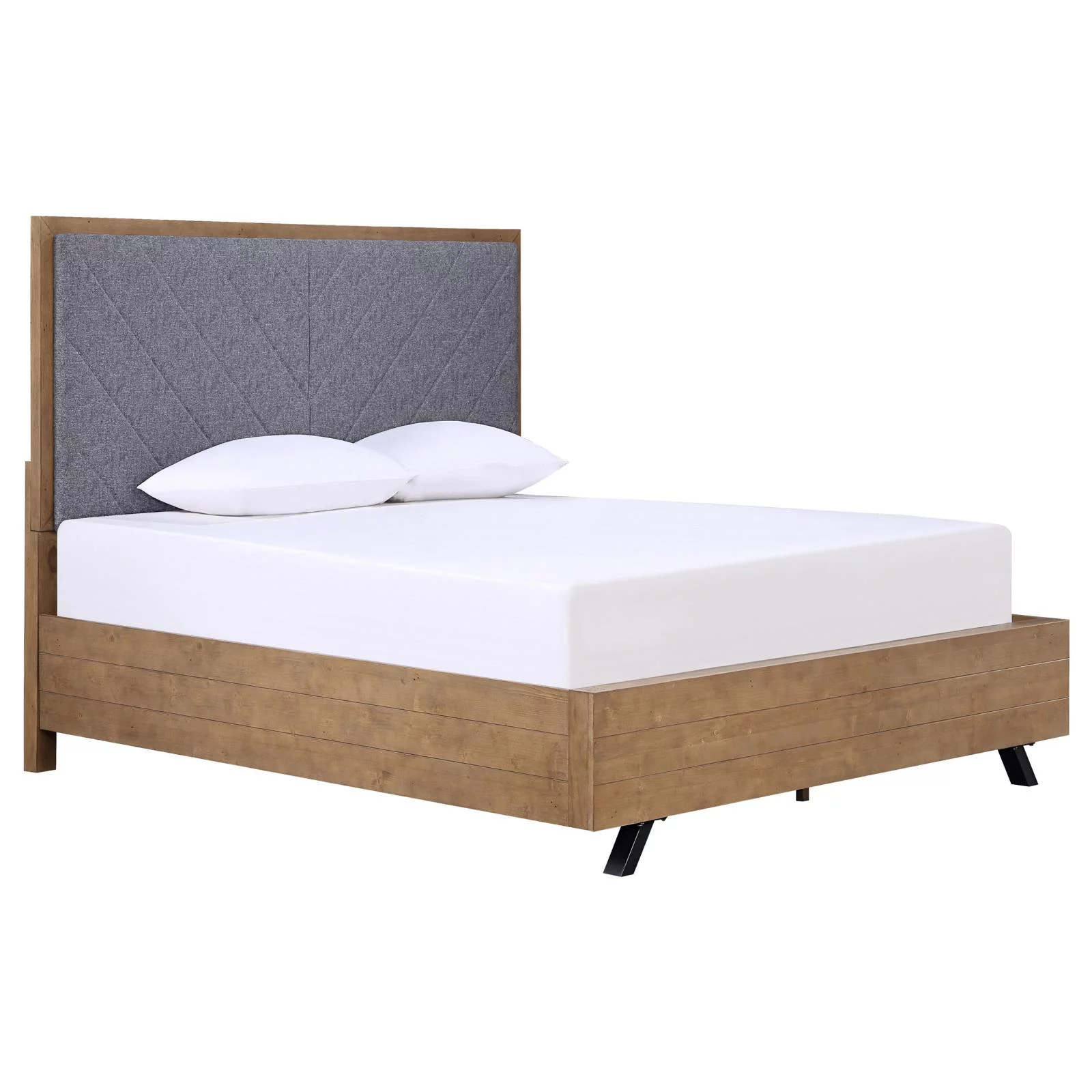 Coaster Taylor Fabric Upholstered Eastern King Panel Bed in Honey Brown and Gray