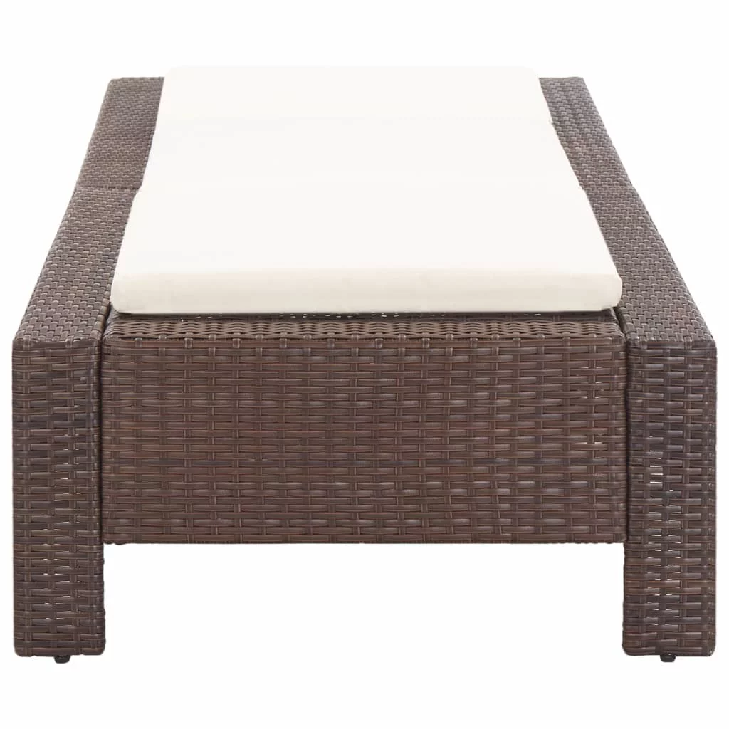 Andoer Sunbed with Cushion Brown Poly Rattan