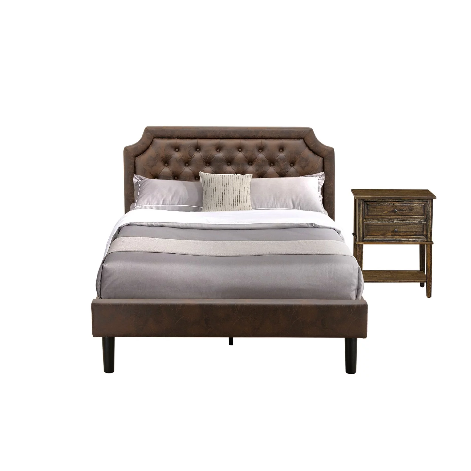 East West Furniture Granbury 2-Piece Wood Full Bedroom Set in Jacobean/Brown
