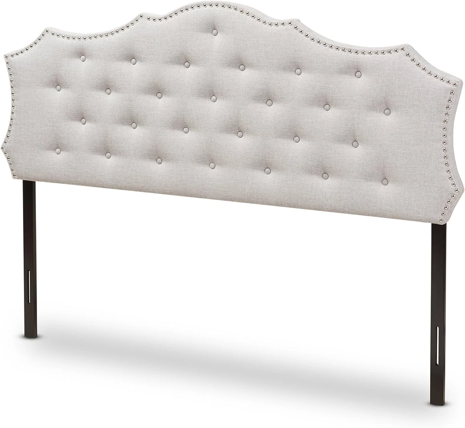 Modern And Contemporary Greyish Beige Fabric Full Size Headboard Beige/Full//Contemporary/Fabric Polyester 100%