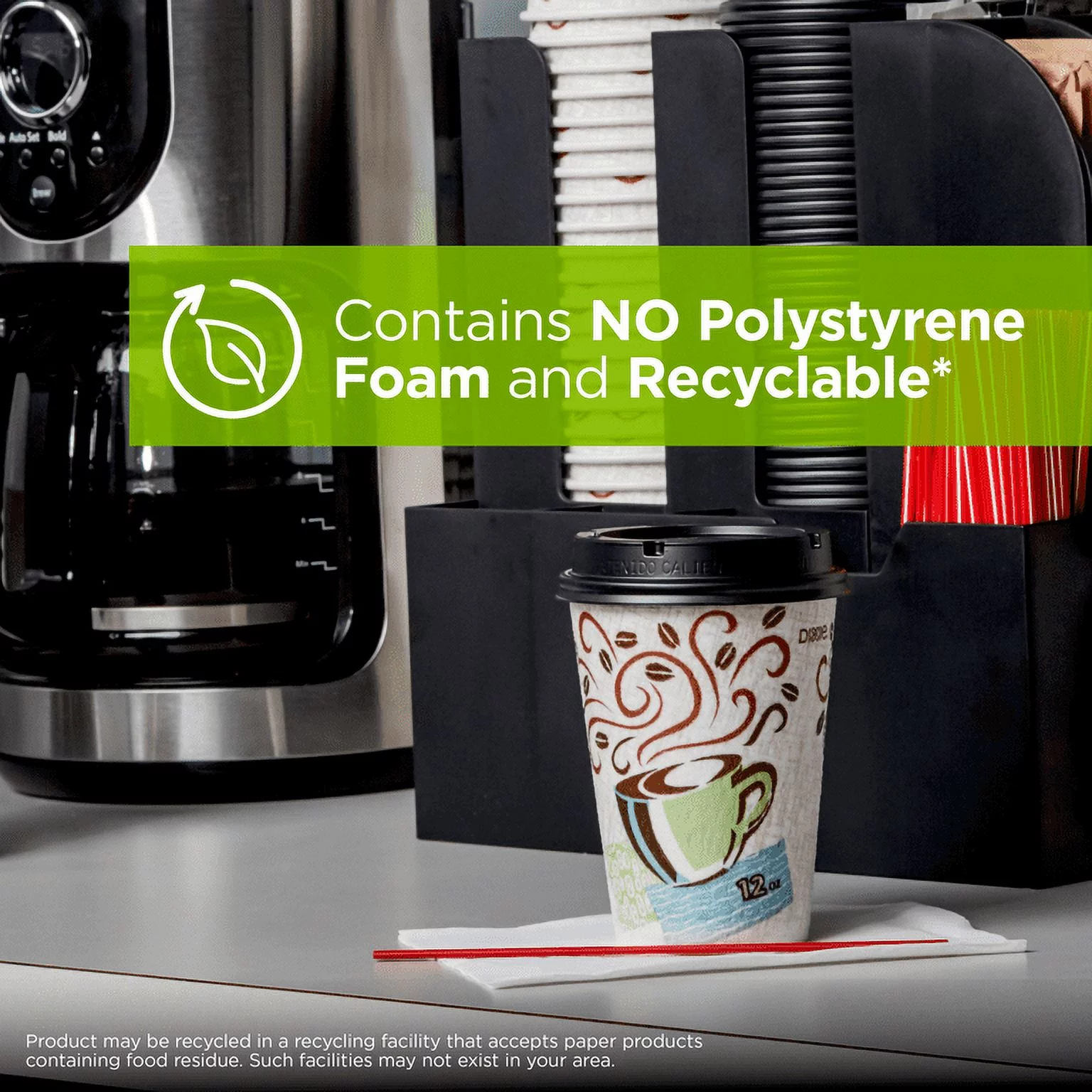 Dixie® PerfecTouch® 12 oz. Insulated Paper Hot Coffee Cup, 5342CD, 1,000 Count (50 Cups Per Sleeve, 20 Sleeves Per Case)