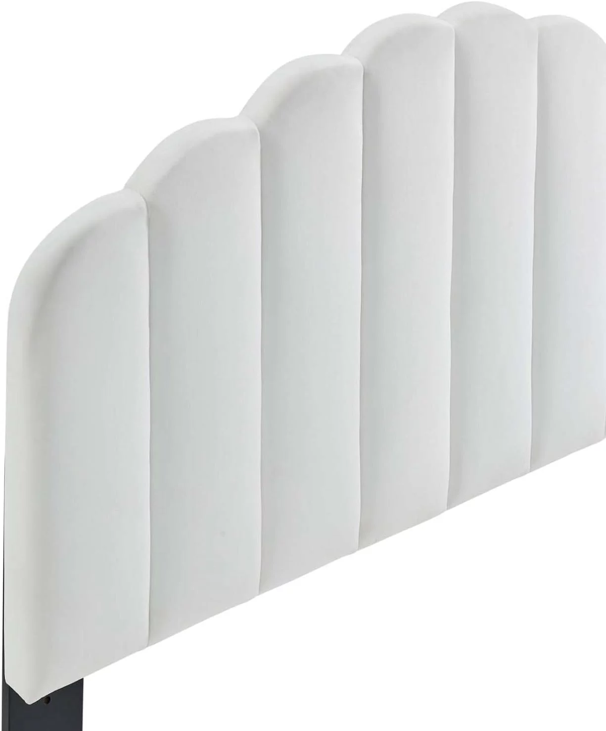 Veronique Channel Tufted Performance Velvet Upholstered California King Headboard In White, King King