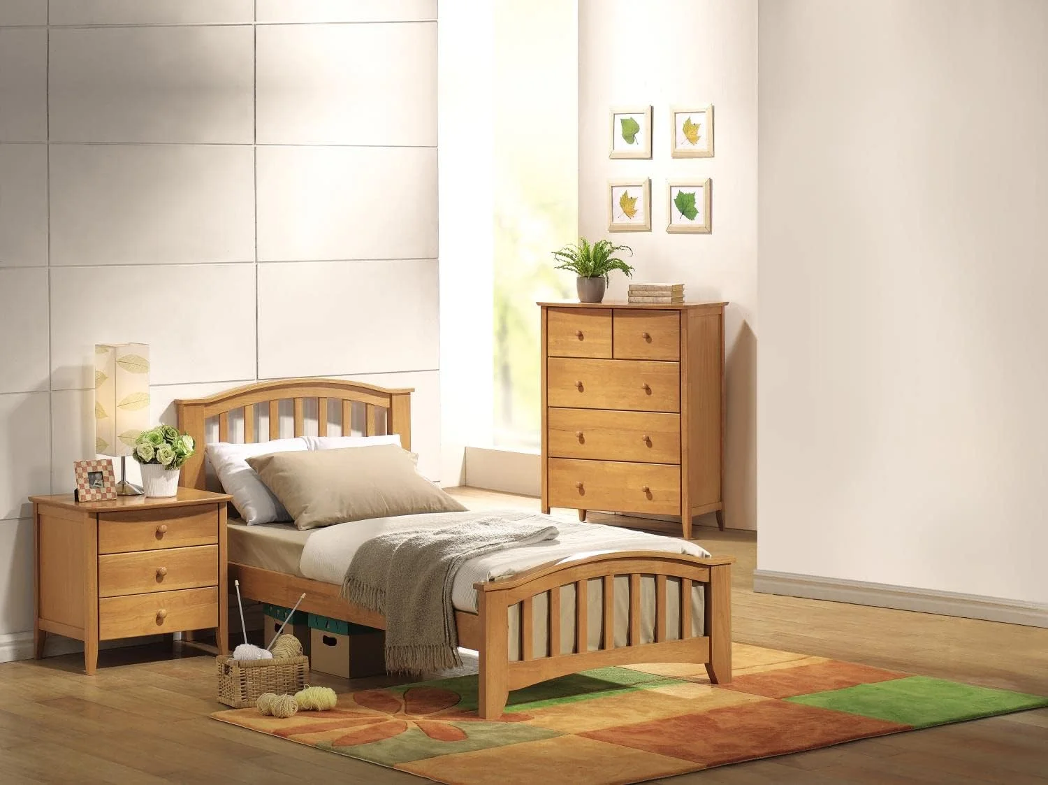 San Marino  Slat Wood Bed In Maple