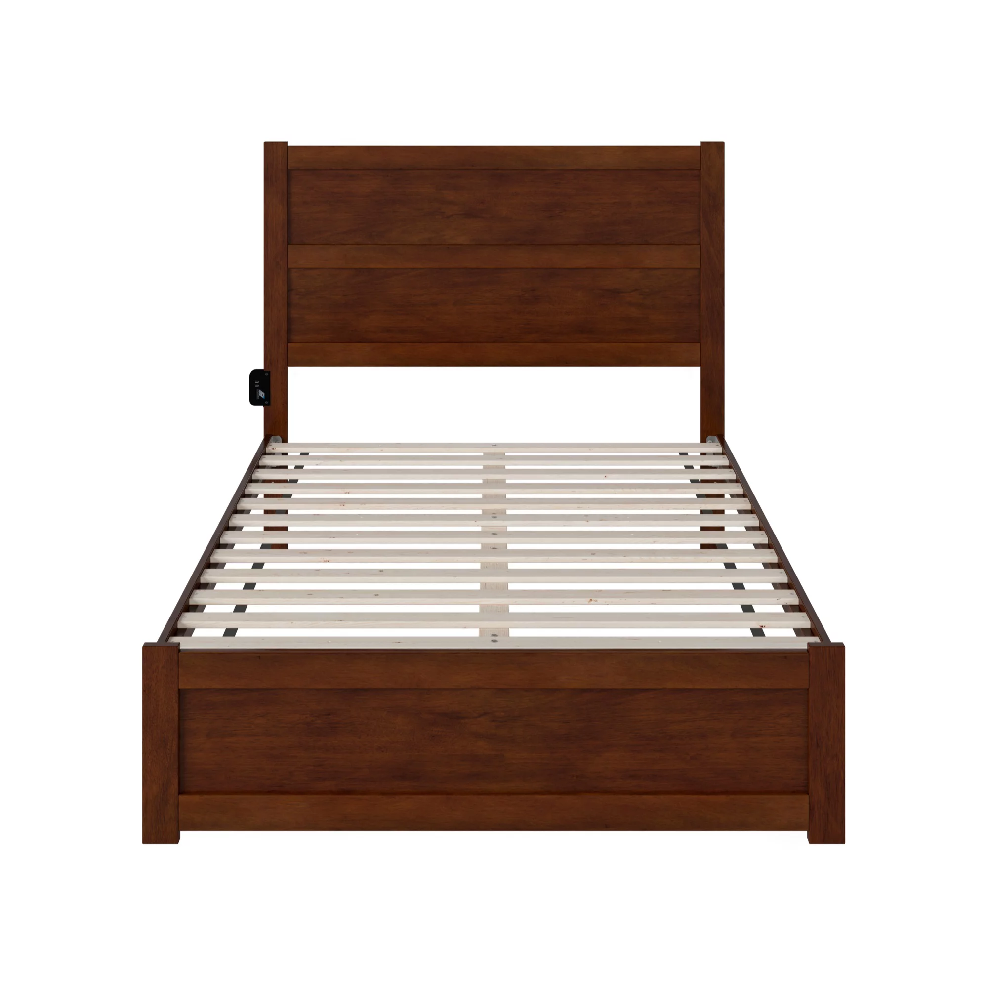 AFI NoHo Solid Wood Full Bed with Footboard with USB Charger in Walnut