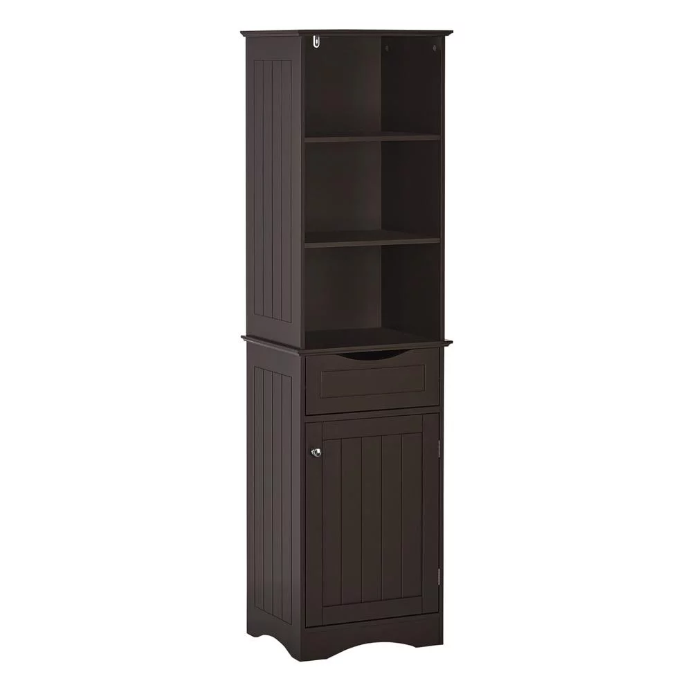 RiverRidge Home Ashland Tall Linen Storage Cabinet with Drawer, Espresso