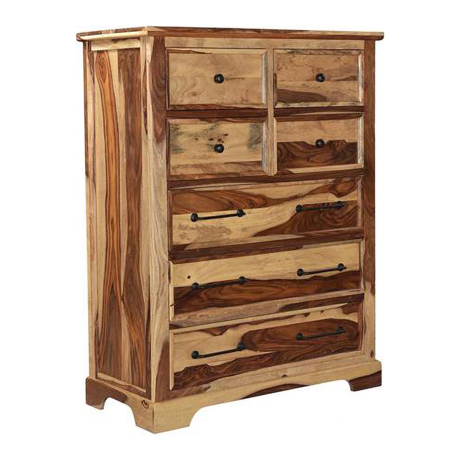Pemberly Row Contemporary Solid Sheesham Wood Chest in Natural