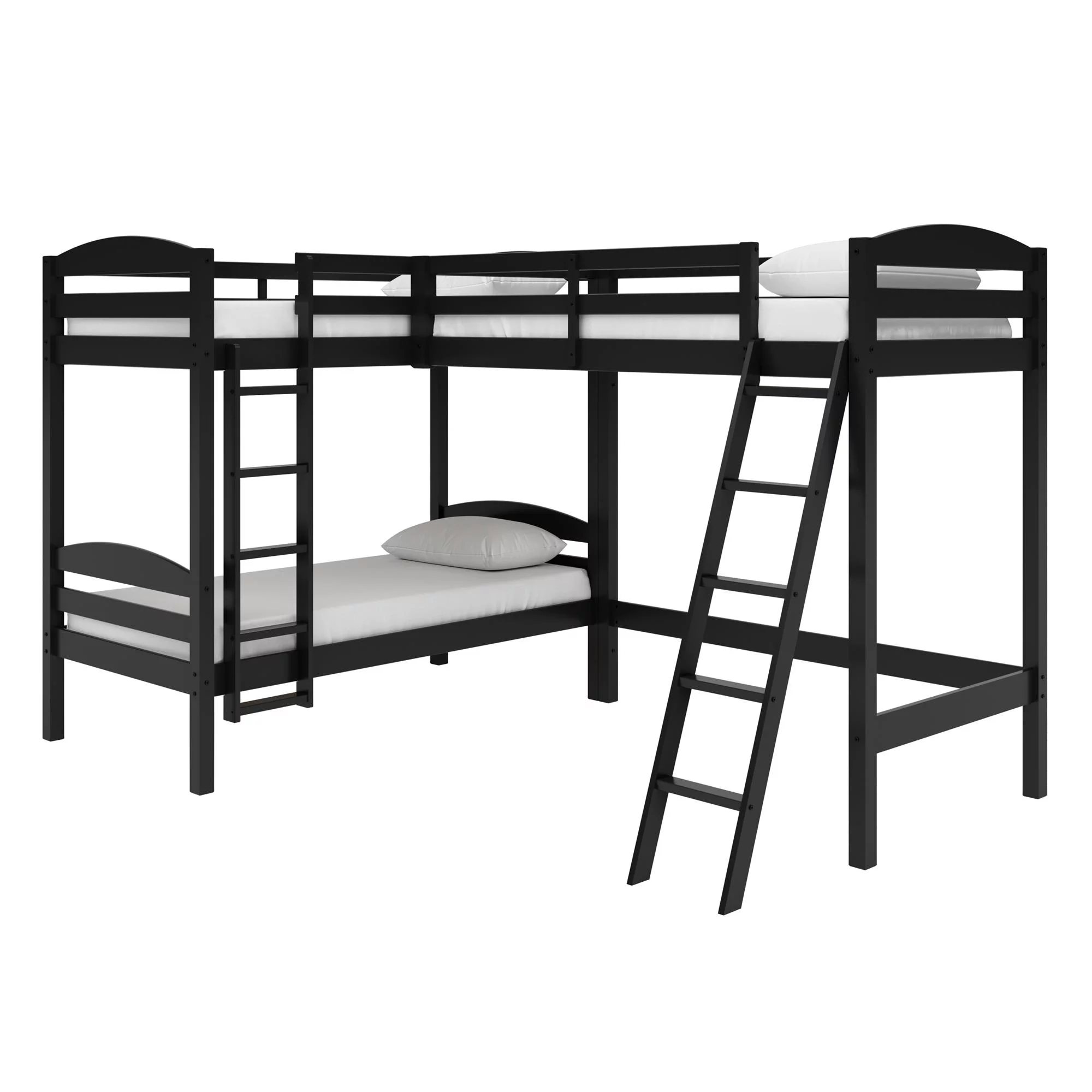 Better Homes & Gardens Leighton Kids' Wood Triple Bunk Bed, Twin Size, Black