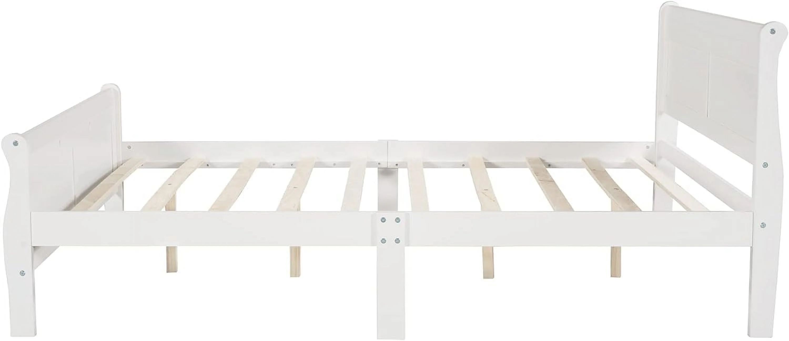 Classic Full Size Wood Platform Bed With Headboard/Footboard/Wood Slat Support And Solid Wood Legs, No Box Spring Needed (Pure White)
