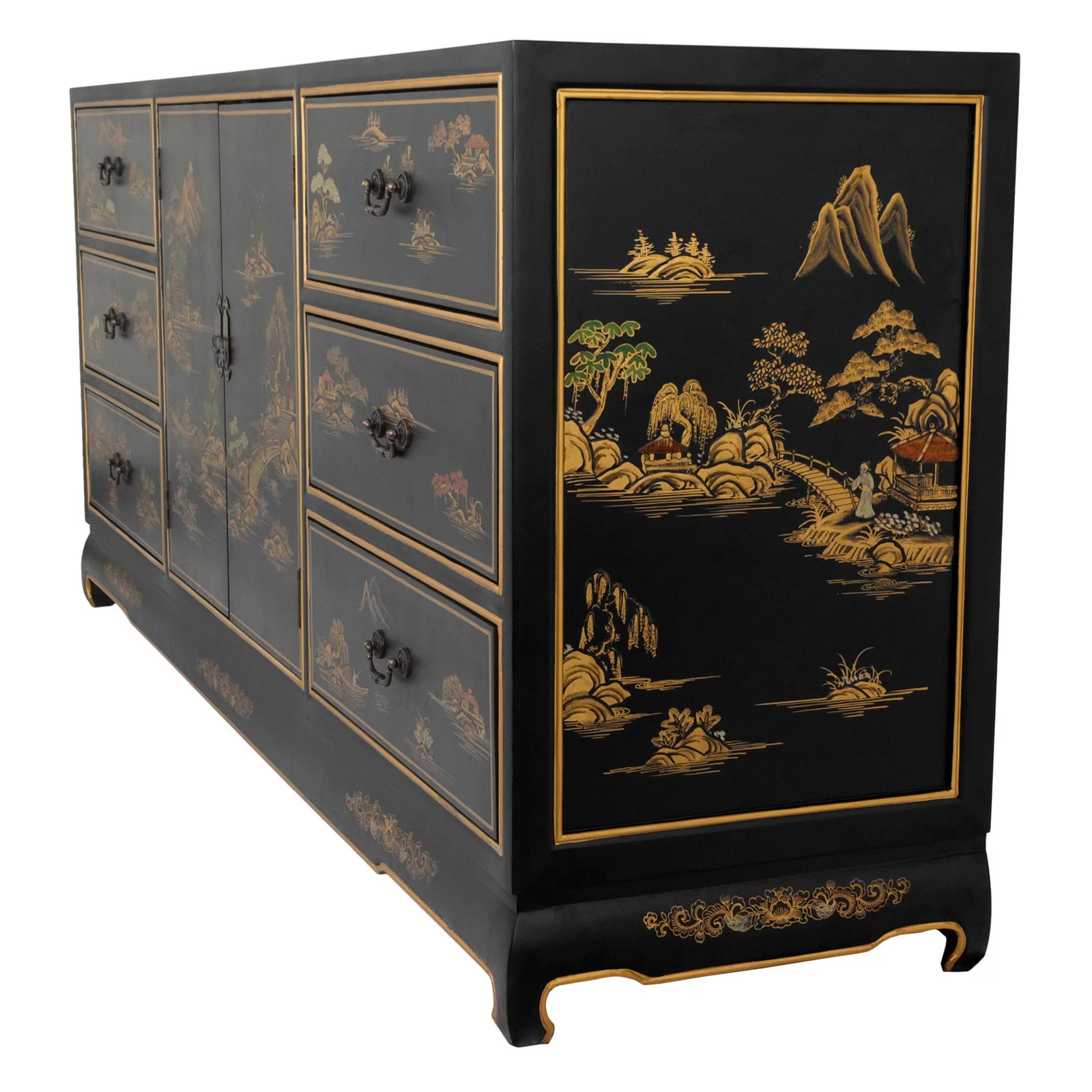 Oriental Furniture Black Lacquer Dresser, 72