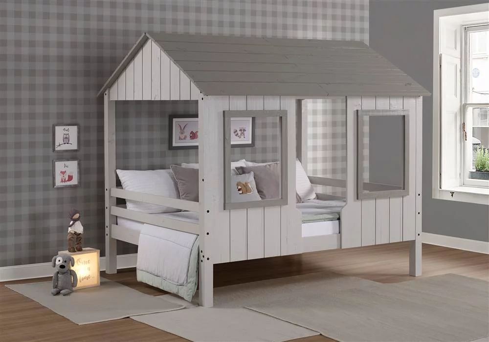 Donco Kids Wood Loft Bed, Full, Grey