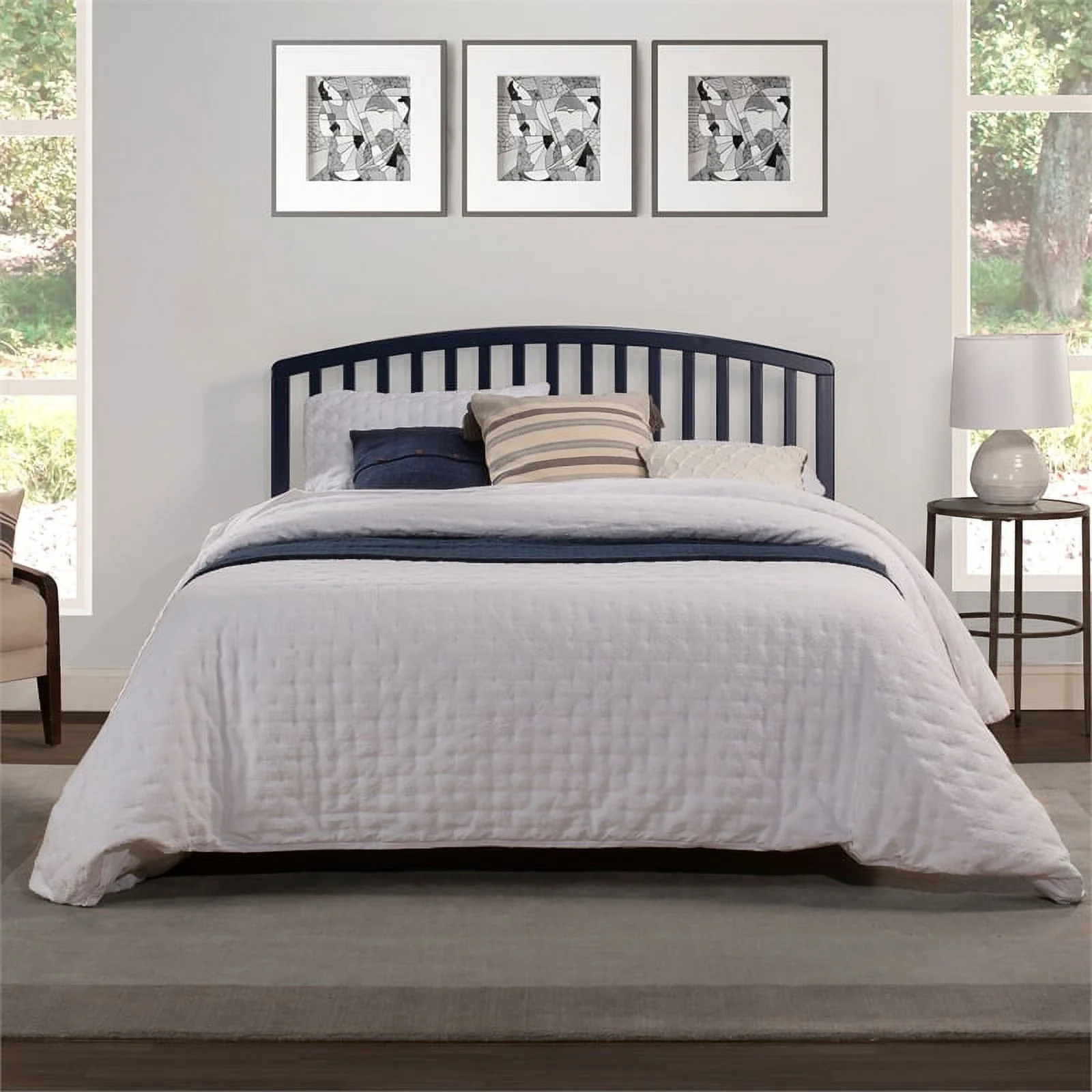 Hawthorne Collections Traditional Wood Full Queen Spindle Headboard in Navy