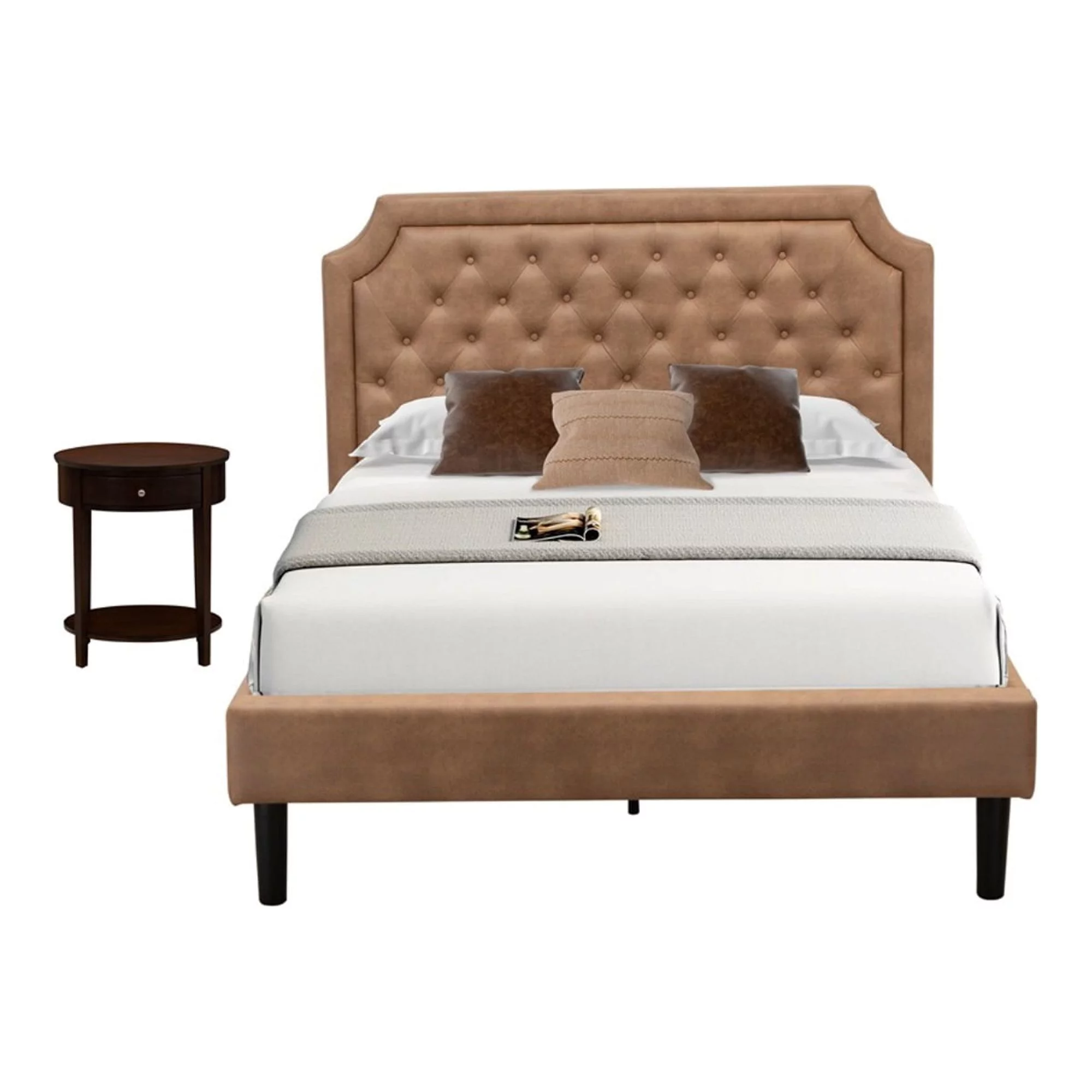 East West Furniture Granbury 2-Piece Wooden Full Bedroom Set in Brown/Mahogany