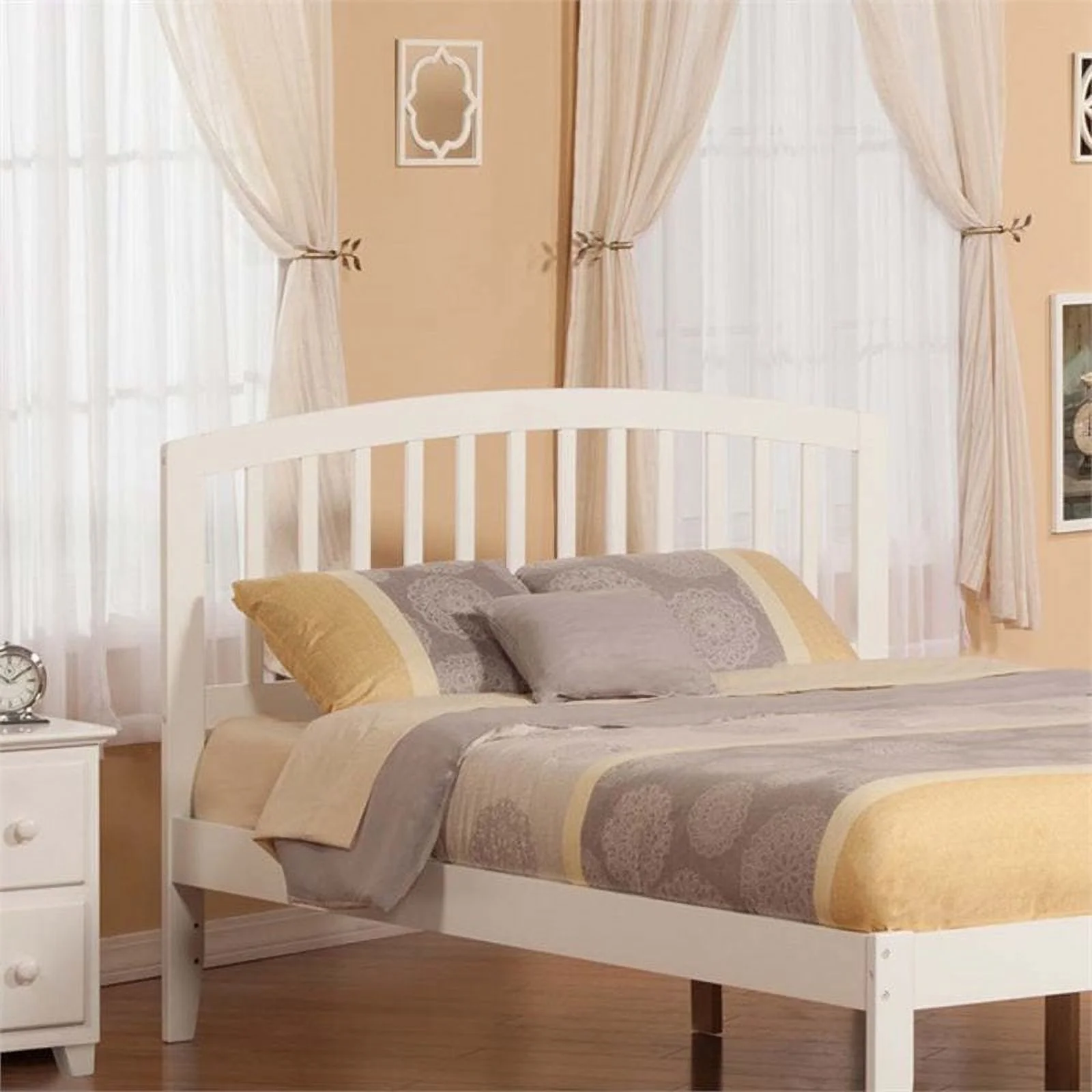 Leo & Lacey Queen Spindle Solid Hardwood Headboard in White