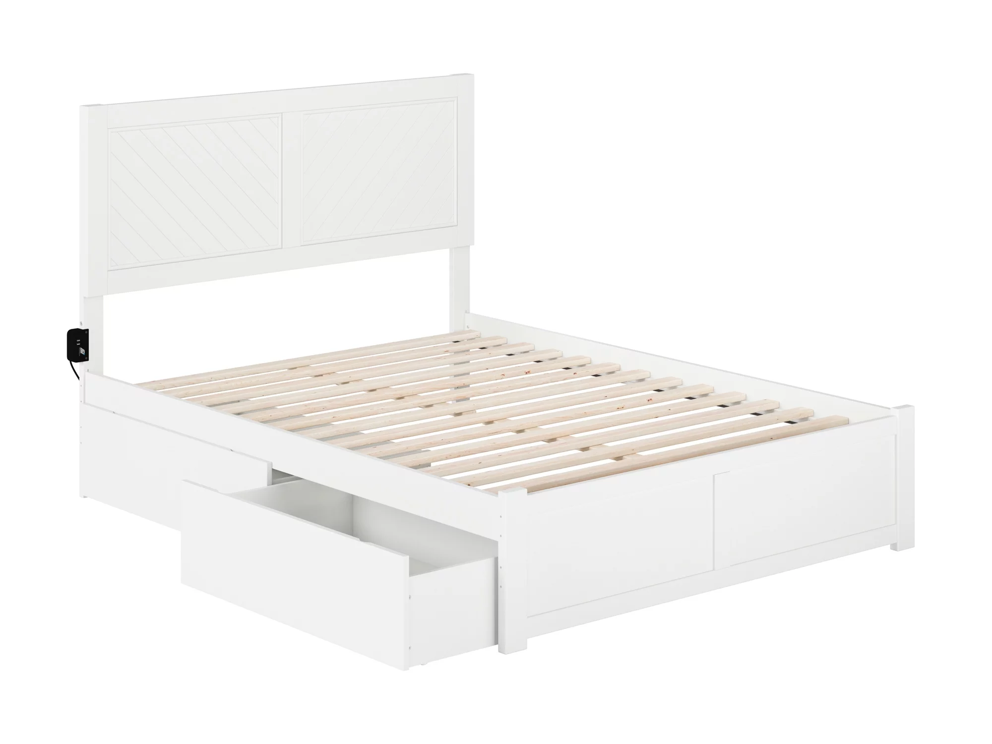 AFI Canyon White Solid Wood Platform Bed with Footboard & Set of 2 Storage Drawers, Full