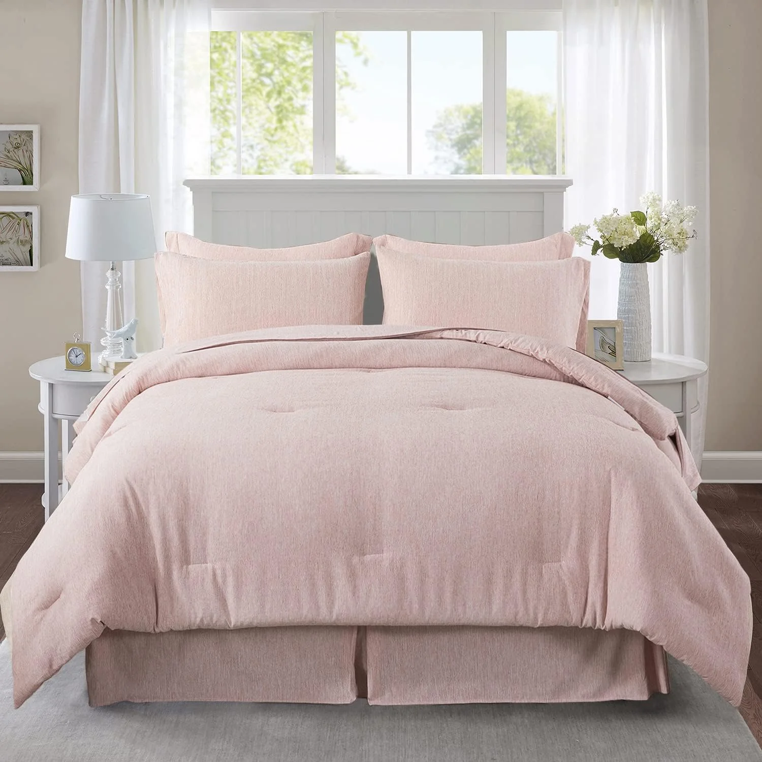 Cal King Comforter Set Bed In A Bag, 8 Piece Cationic Dyeing Comforter Set With 2 Pillow Shams And Sheet Set, Ultra Soft Microfiber All Season Down Alternative Comforter Set,