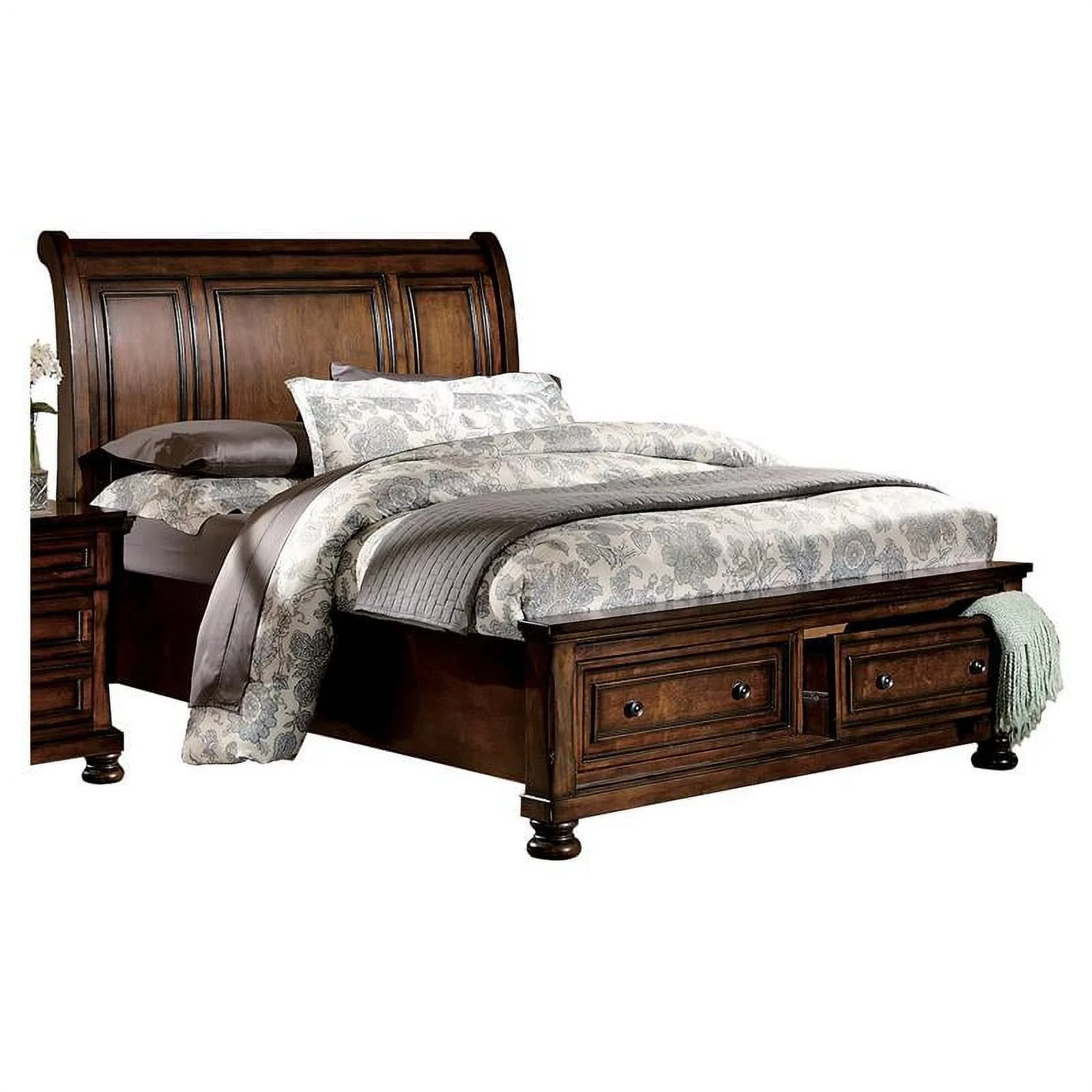 Lexicon Cumberland 2 Drawers Wood Full Sleigh Platform Bed in Brown Cherry