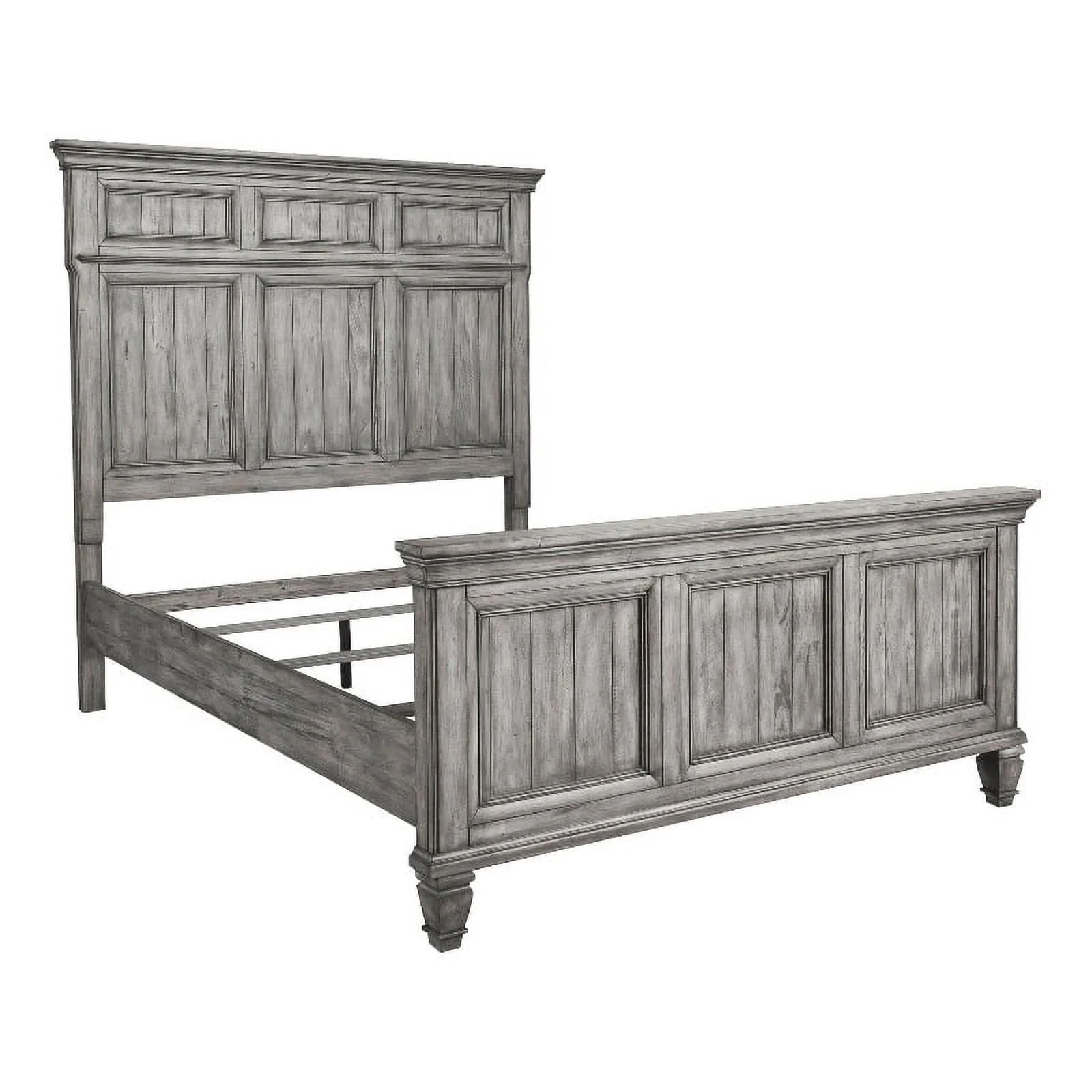 Pemberly Row Traditional Wood Eastern King Panel Bed in Weathered Gray