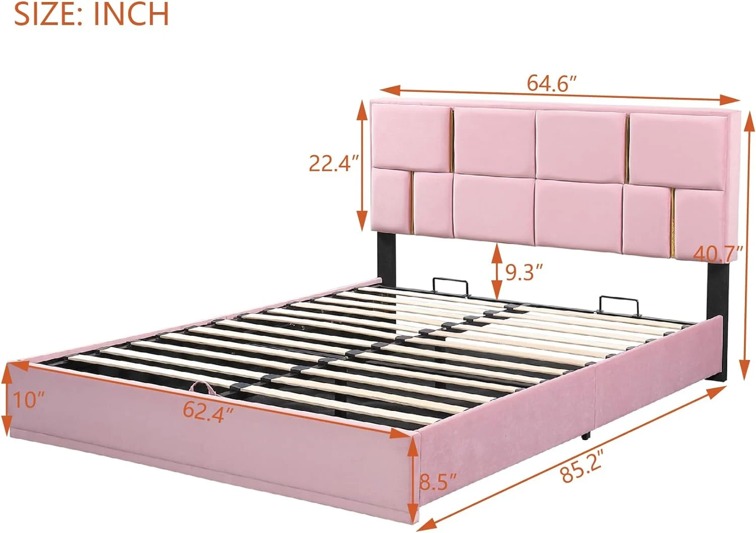 Queen Size Upholstered Platform Bed with Hydraulic Storage System,No Box Spring Needed
