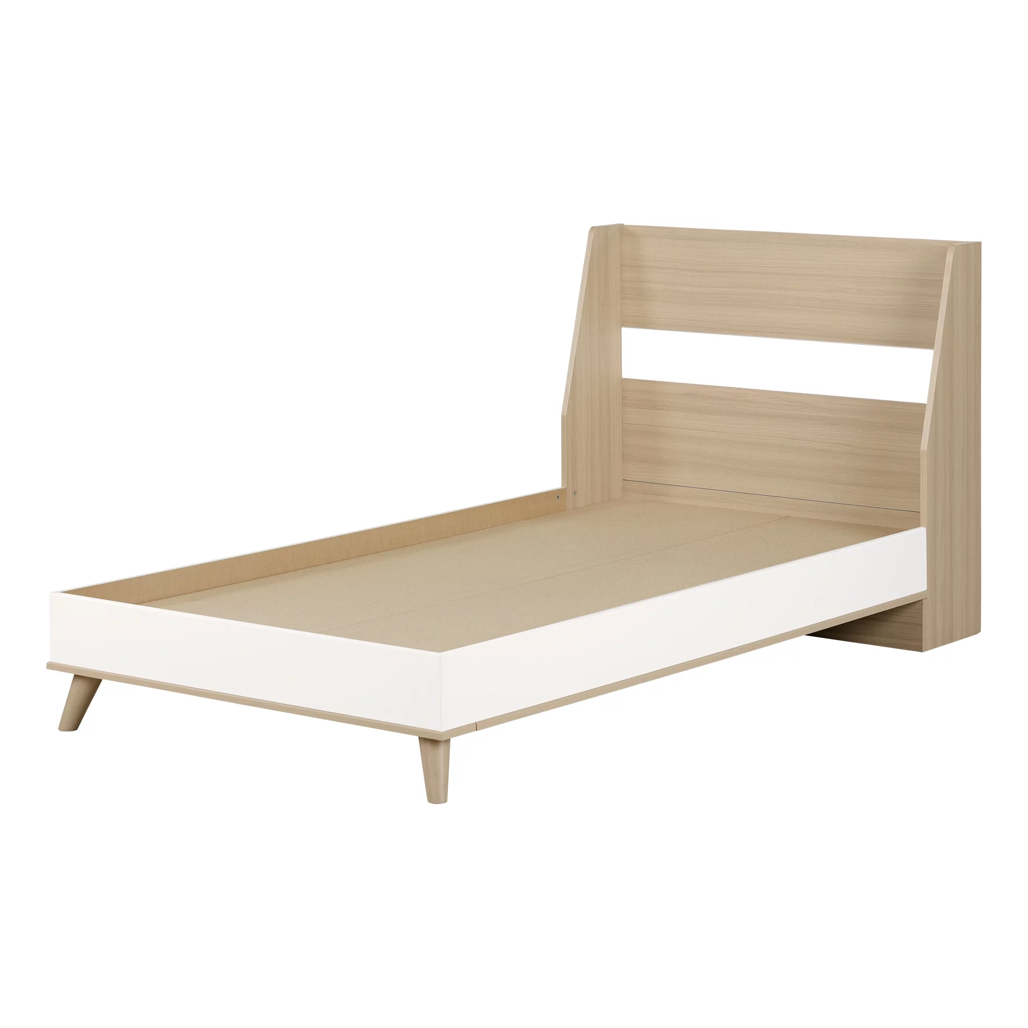 Yodi Complete Bed-Twin-Soft Elm and Pure White-South Shore