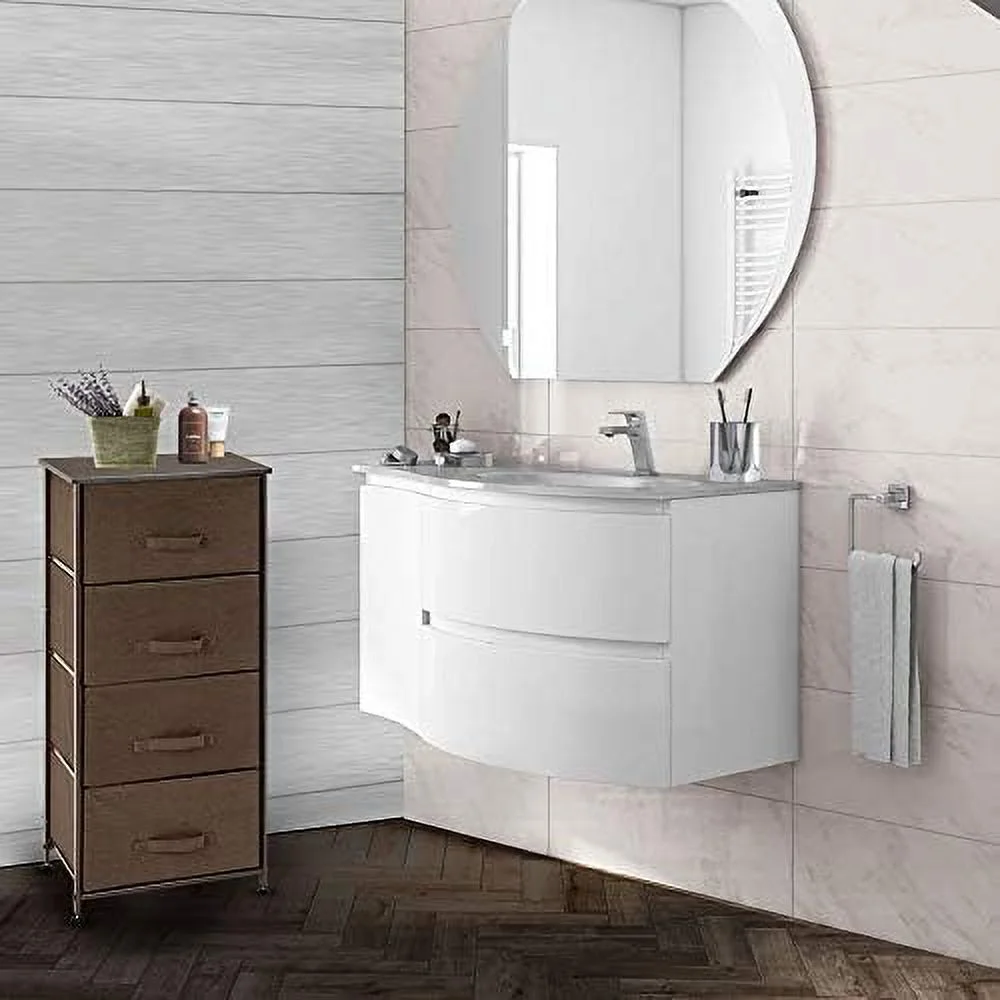 NLIBOOMLife 4-Tier 4 Drawers Fabric Dresser  Sturdy Steel Frame Closet Drawers Wood Top Clothes Organizer  Unit for Toys Clothes Etc Cube Dresser Organizer 17.75" x 11.87" x 37.50