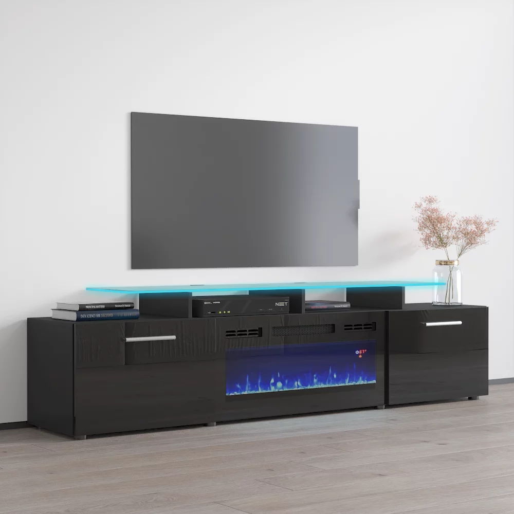 Rova BL-EF Fireplace TV Stand for TVs up to 85