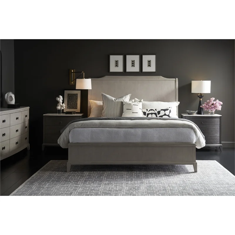Universal Coalesce Silva Gray Oak Wood Sleigh King Bed