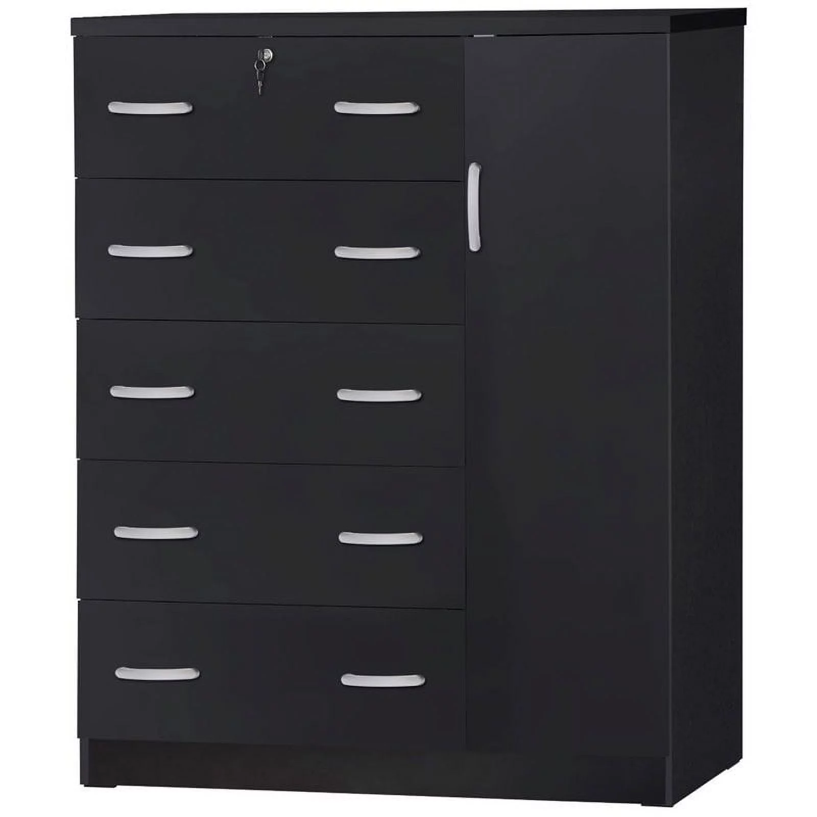 Home Square 2-Piece Set with Queen Captains Bed & 5-Drawer Tall Chest Wardrobe