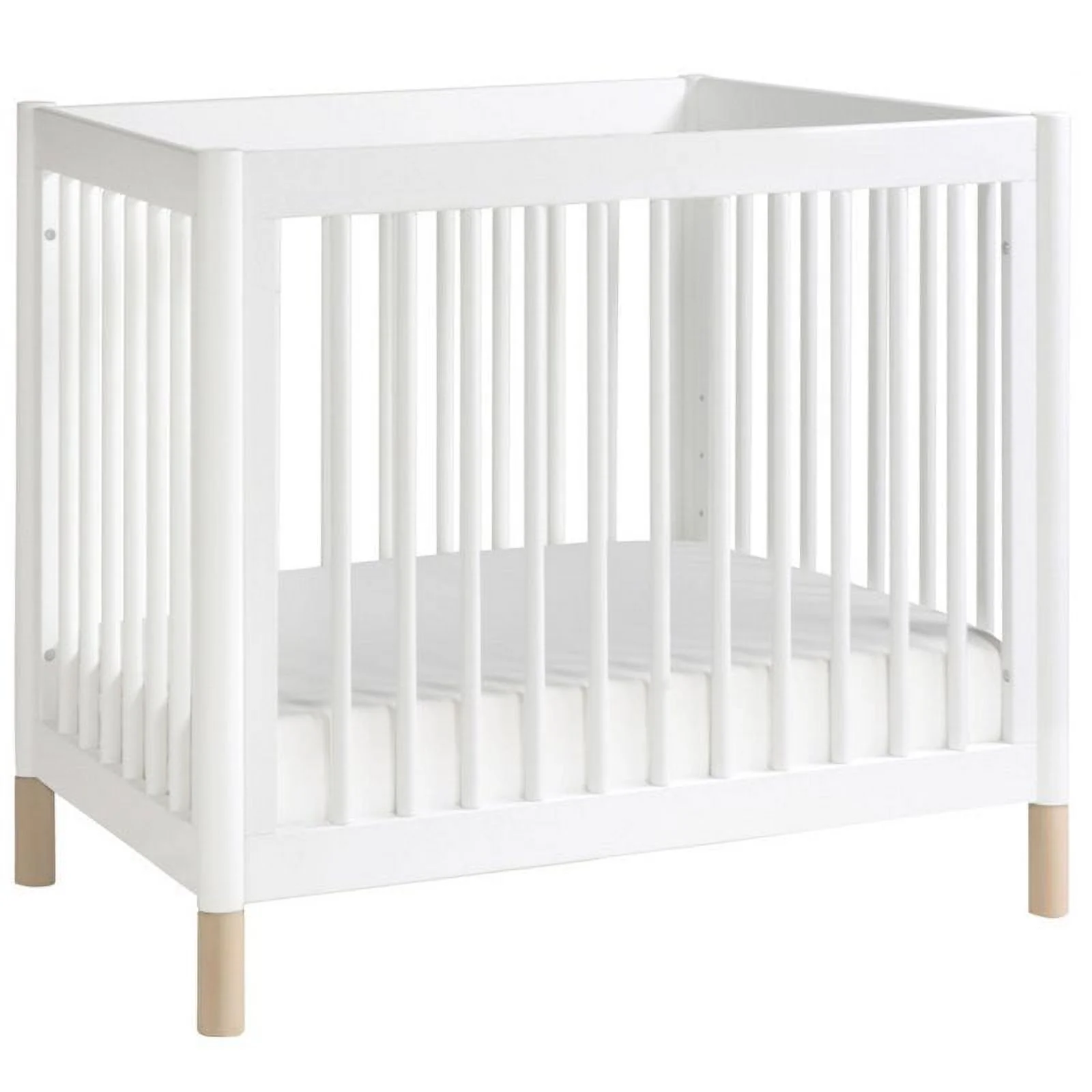 Babyletto Gelato 4 in 1 Convertible Mini Crib in White with Washed Natural Feet