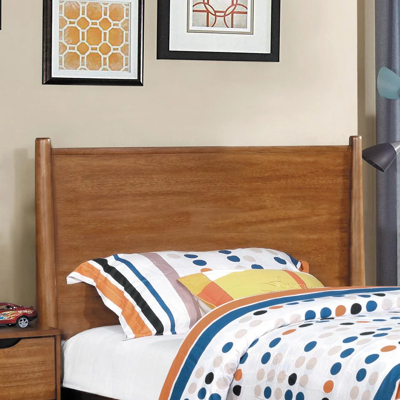Furniture of America Farrah Wood Platform Bed, Oak, Twin