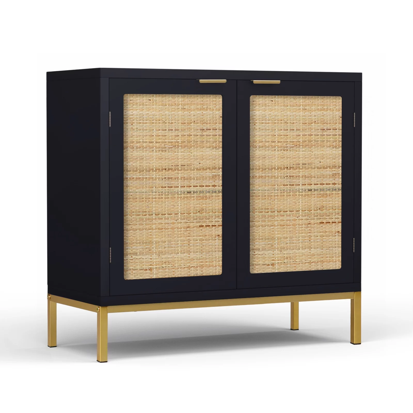 Mid-Century 2-Door Sideboards and Buffet Rattan Cabinets, 31.5