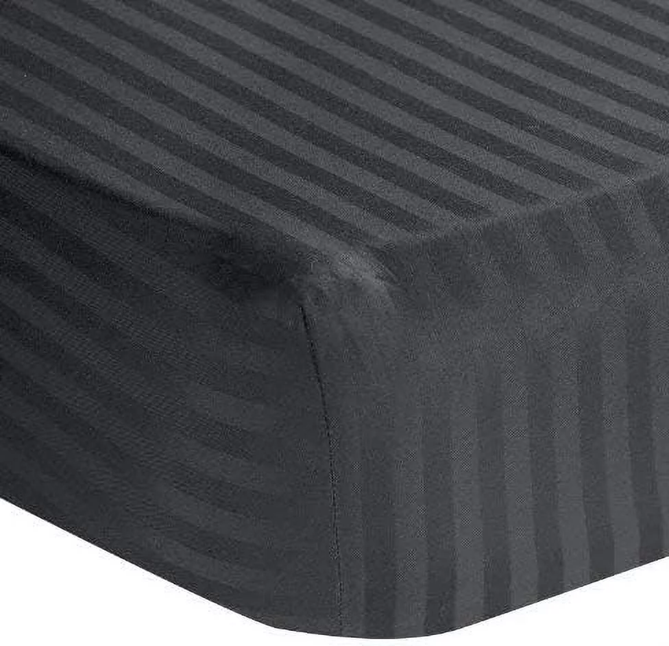 Amay 800 Thread Count 100% Organic Cotton Emperor Size Fitted Sheet ( 84X84 ) Fits Mattress Upto 21 inches Dark Grey Stripe