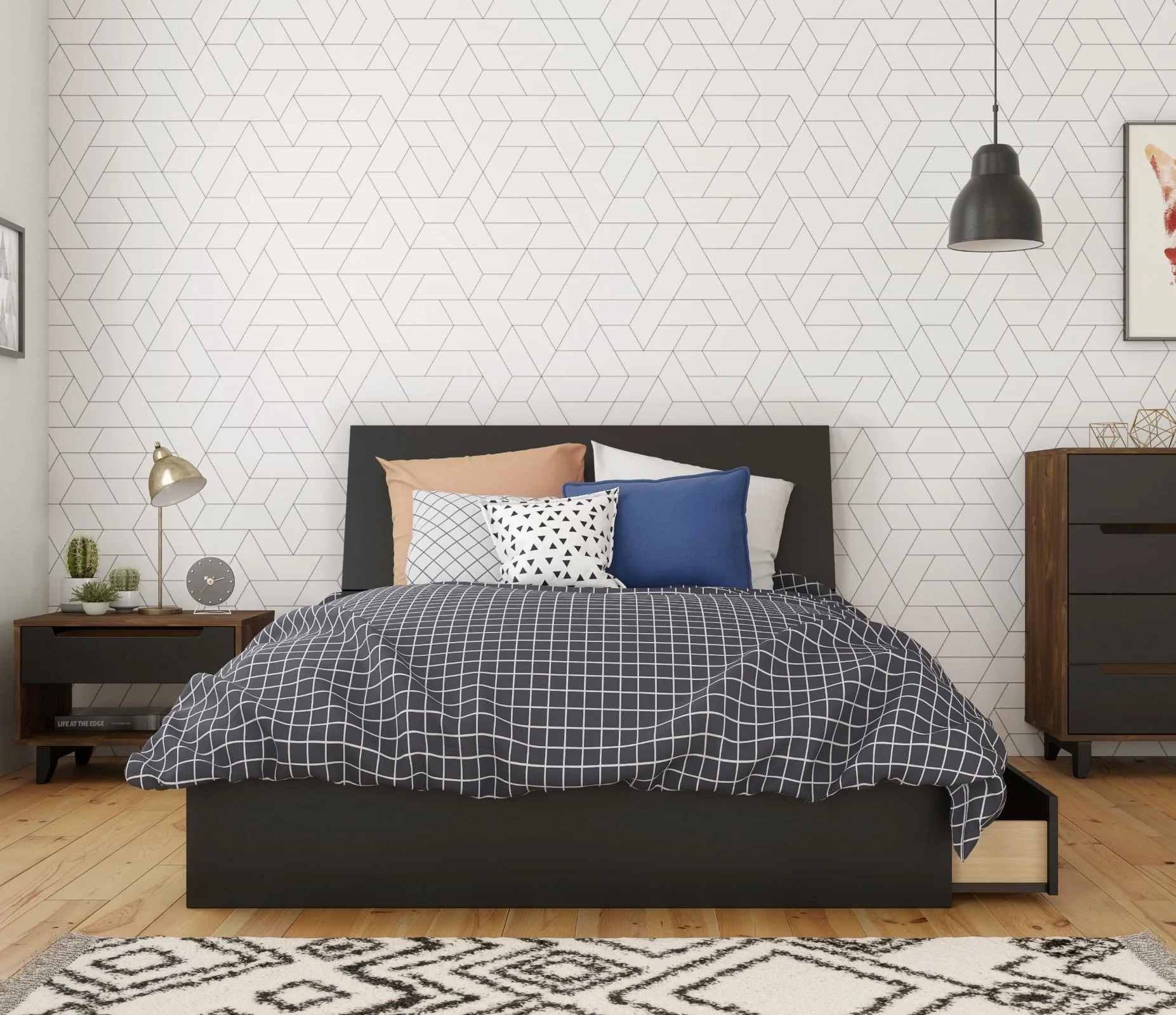 Nexera Aston 3 Piece Full Size Bedroom Set, Truffle & Black