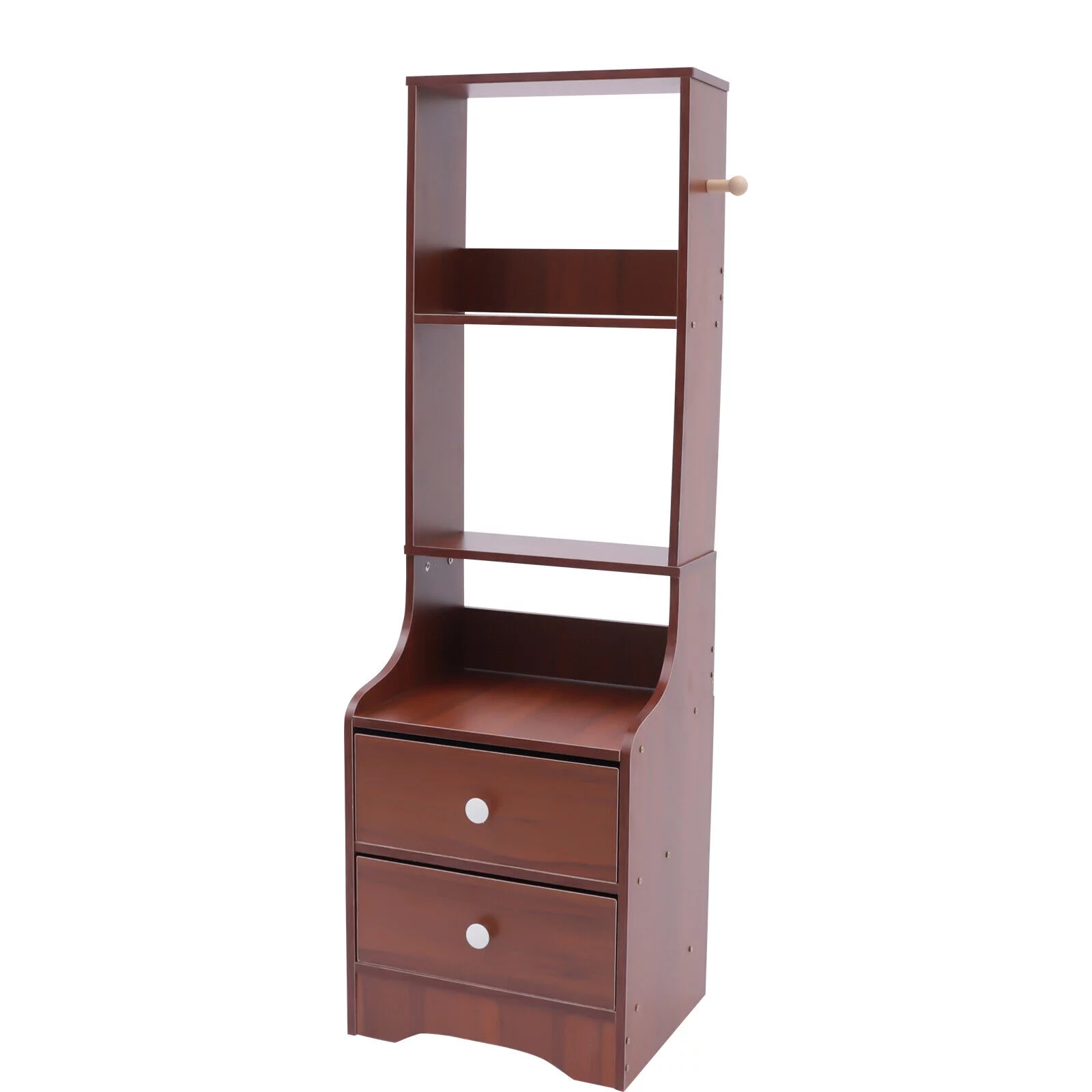 Modern Large Capacity Bedside Table, Nightstand Tall Bed End Table Bedroom Bedside Cabinet Shelf with 2 Drawers 14.57*11.81*44.88in