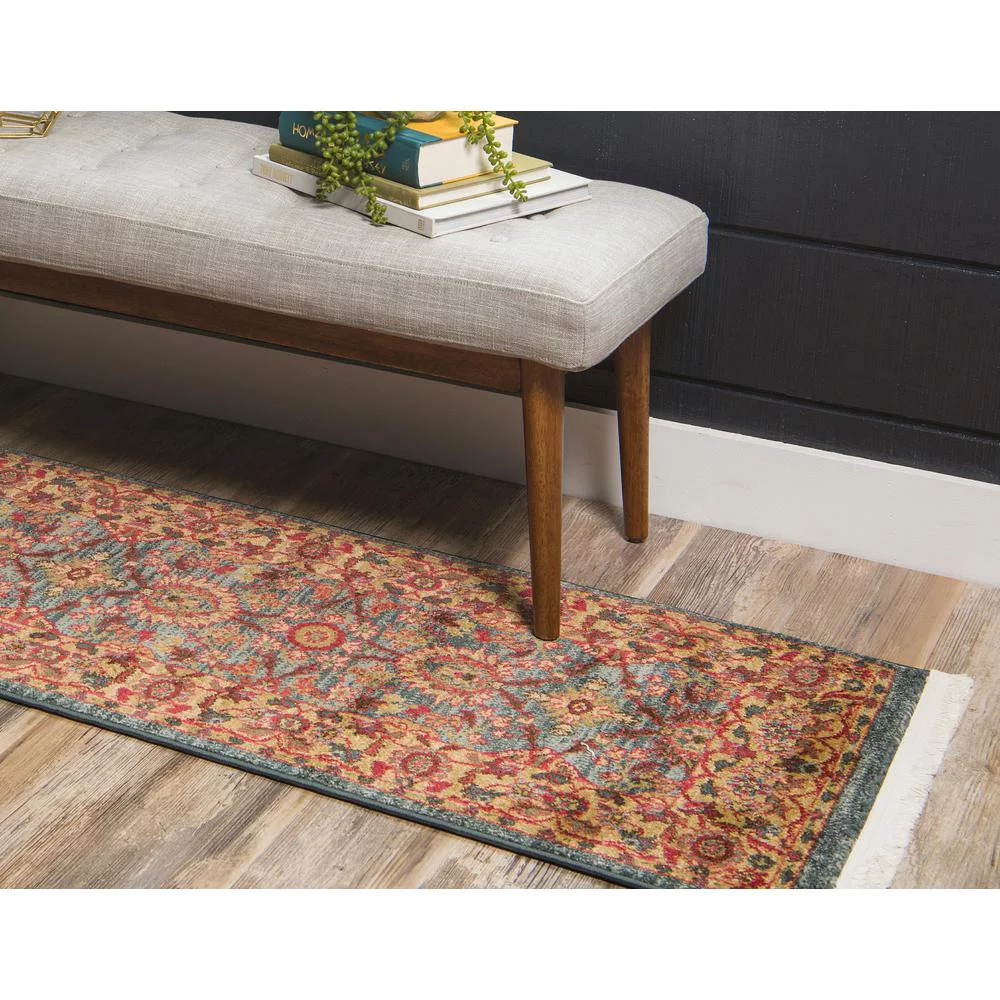 Unique Loom Monroe Edinburgh Rug Blue/Brown 2' 7