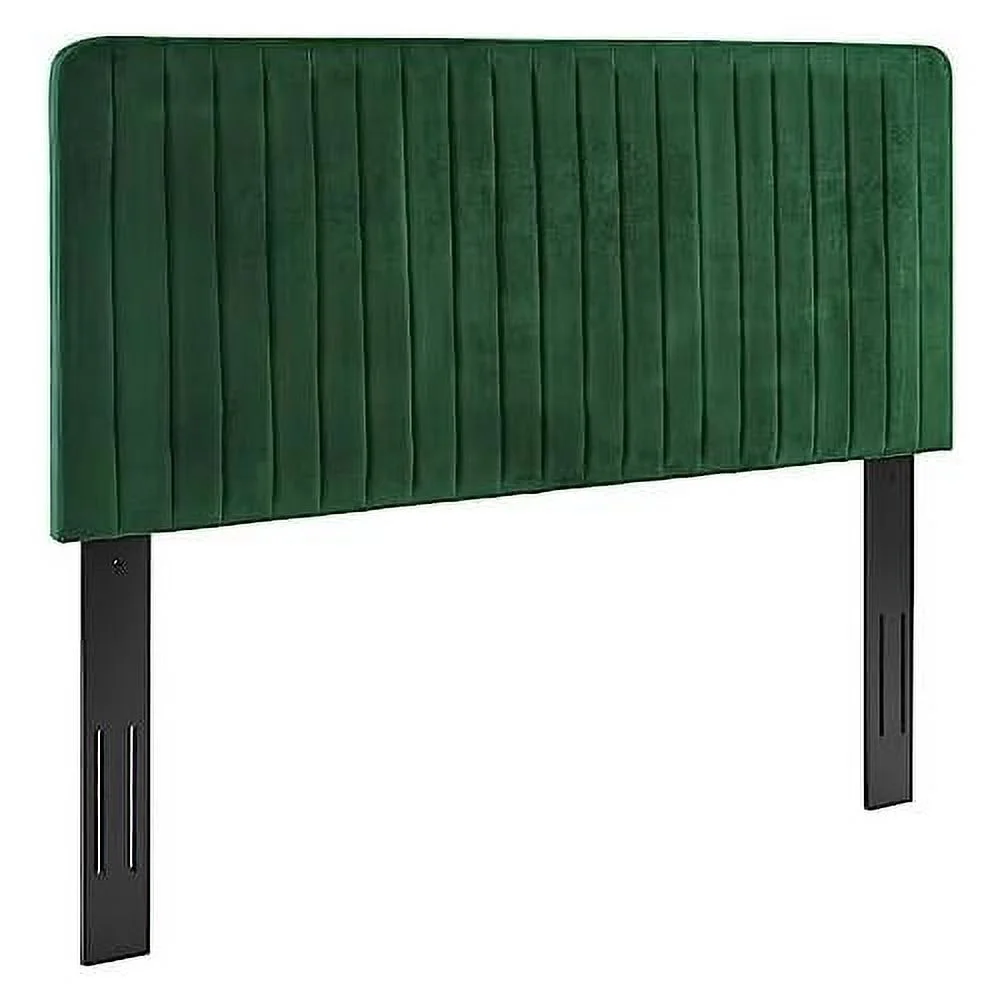 Milenna Channel Tufted Performance Velvet Headboard, , Emerald