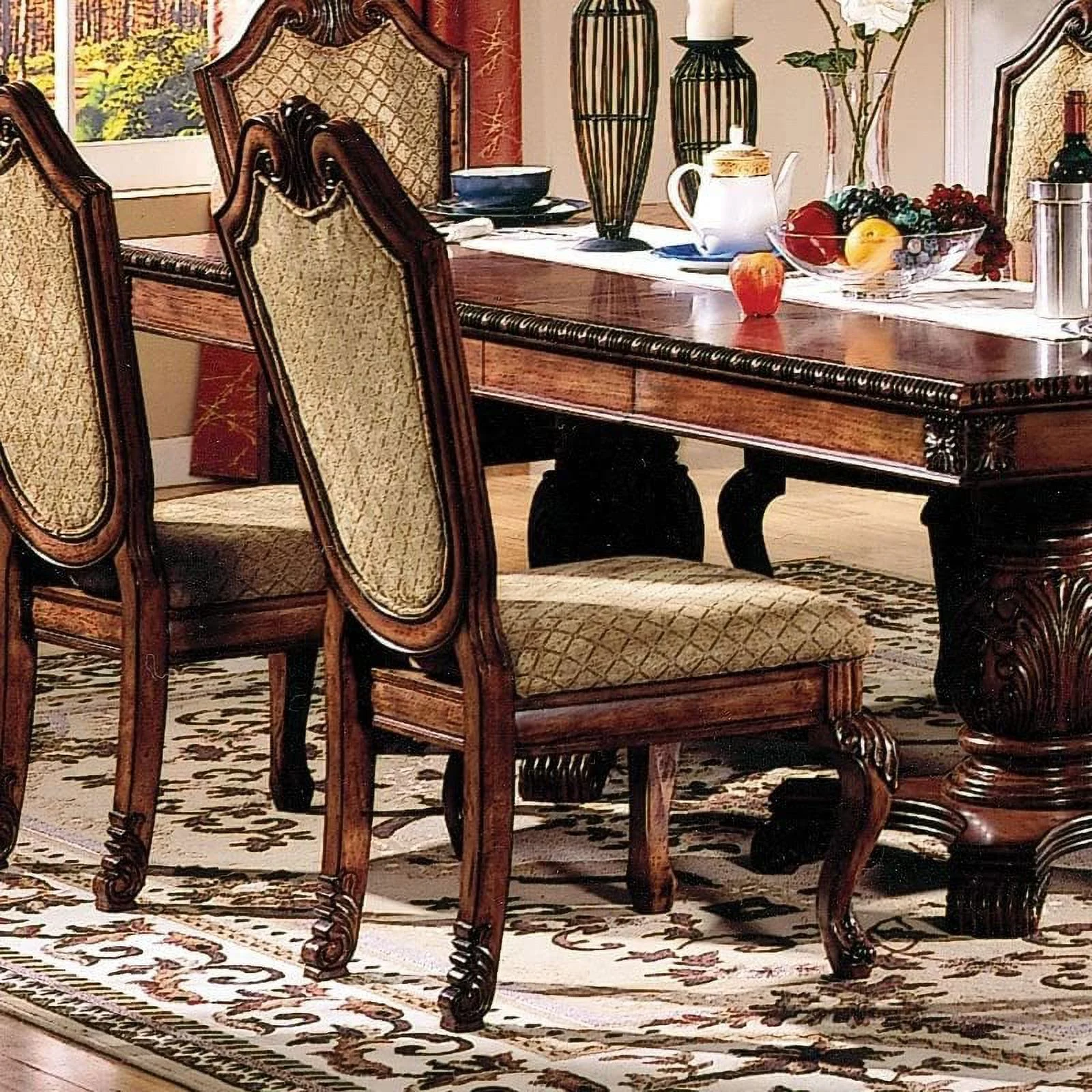 Acme Furniture Chair  Fabric & Cherry