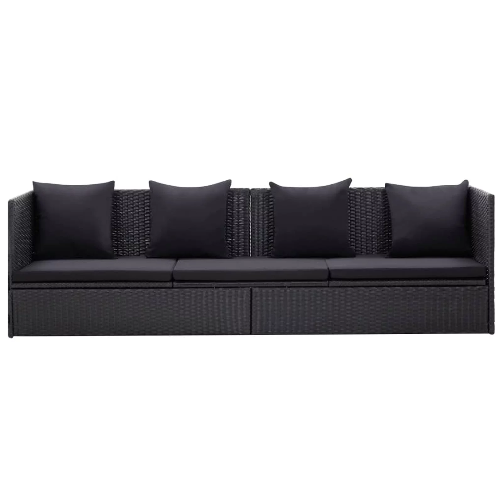 Aibecy Patio Bed with Cushion and Pillow Poly Rattan Black