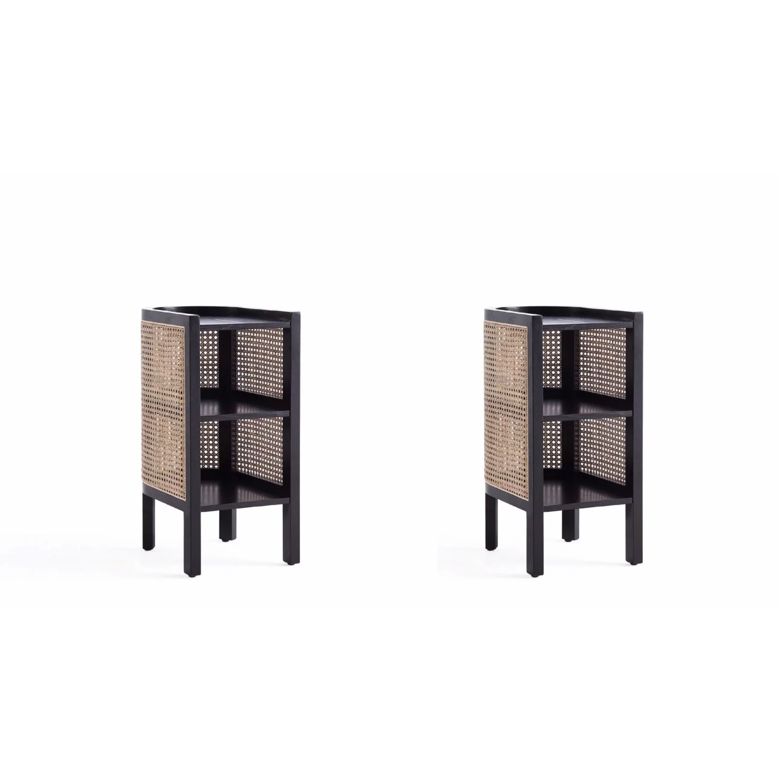 Manhattan Comfort Versailles Wood End Tables in Black (Set of 2)