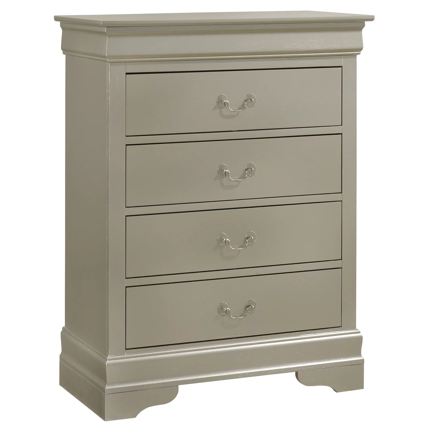 Glory Furniture Louis Phillipe G3103-BC 4 Drawer Chest , Silver Champagne