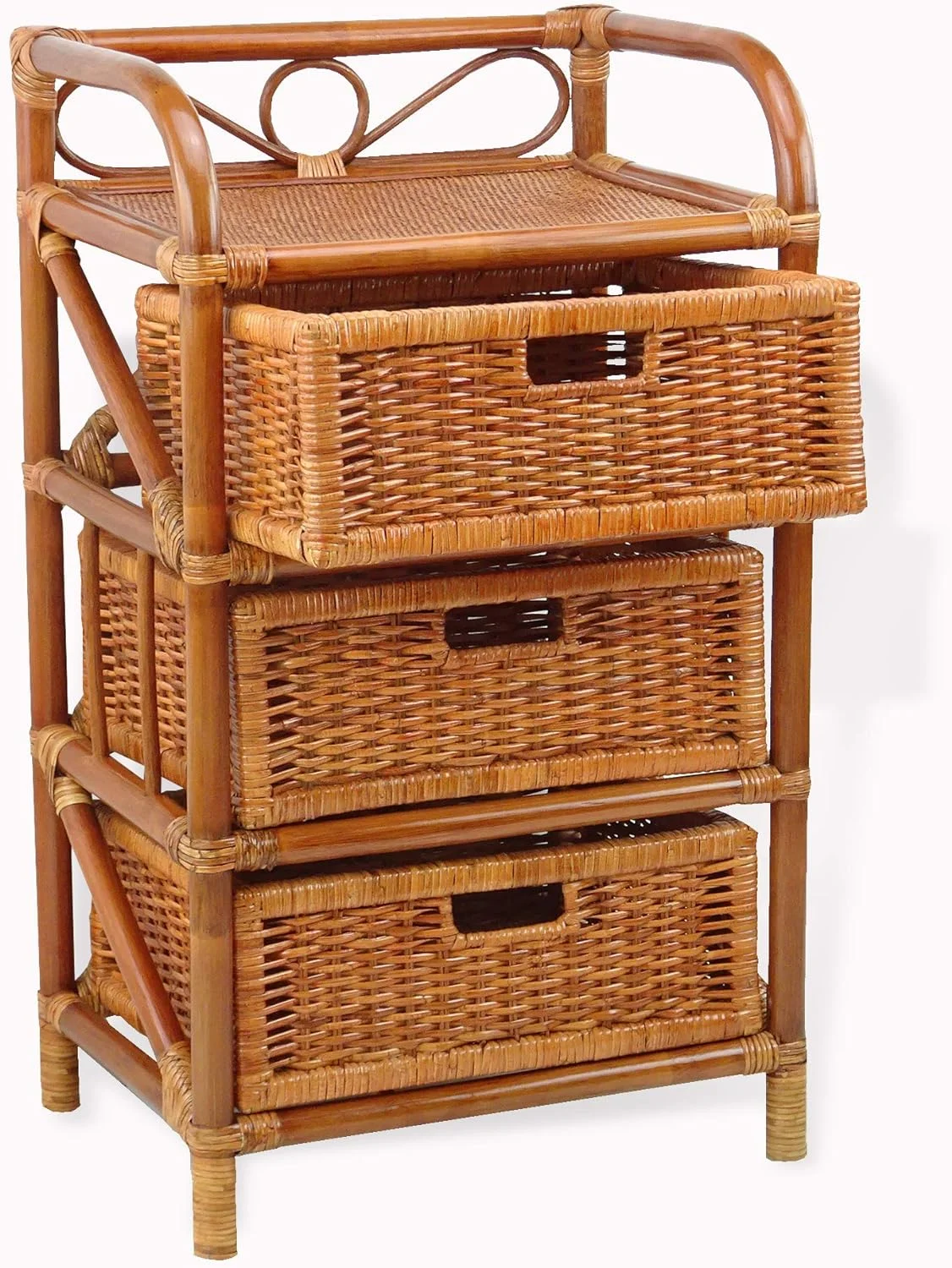 Laundry Chest W/ 3 Drawers Natural Rattan Wicker Handmade