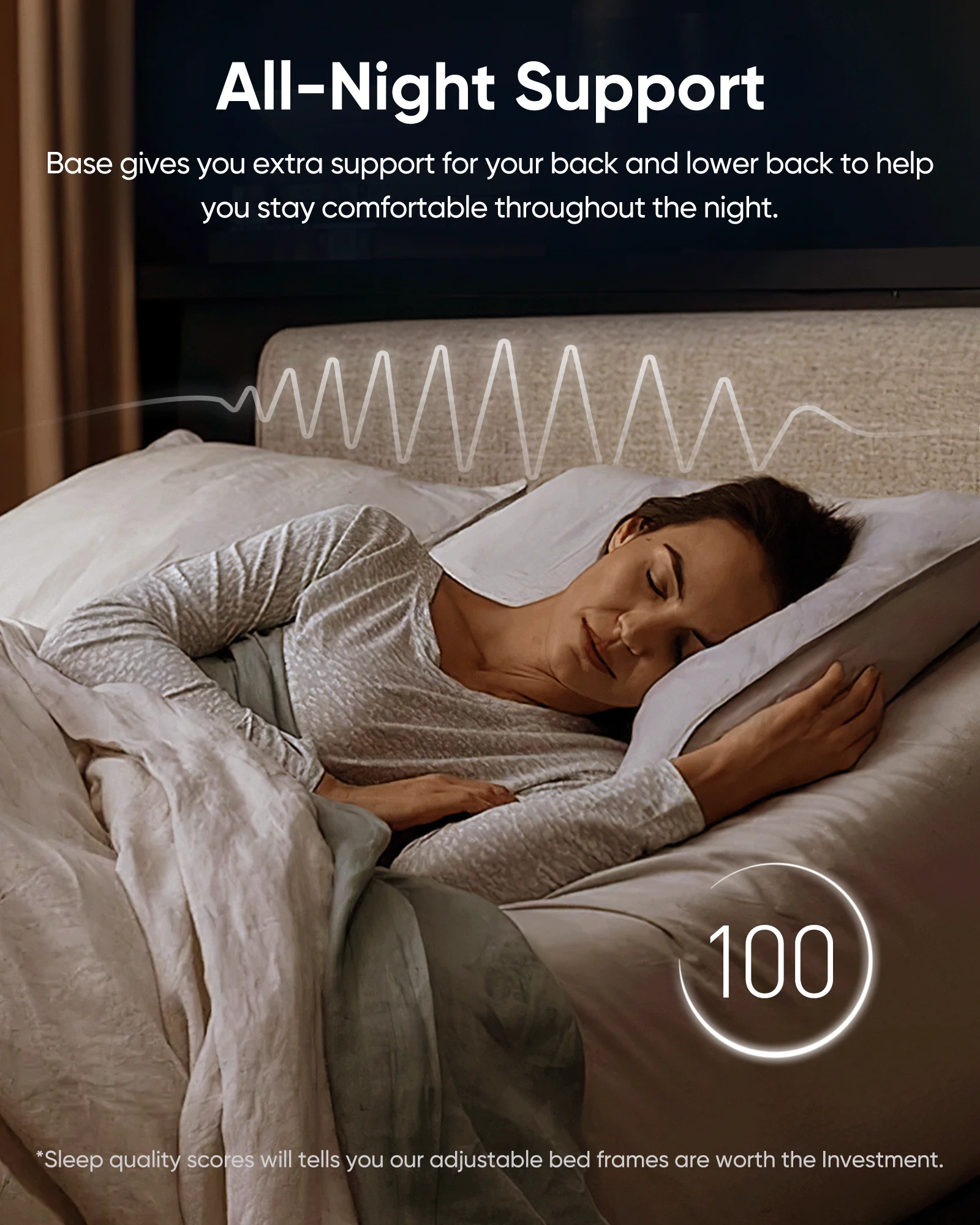 Furgle Queen Size Adjustable Bed Base Frame for Stress Management with Massage, Remote Control