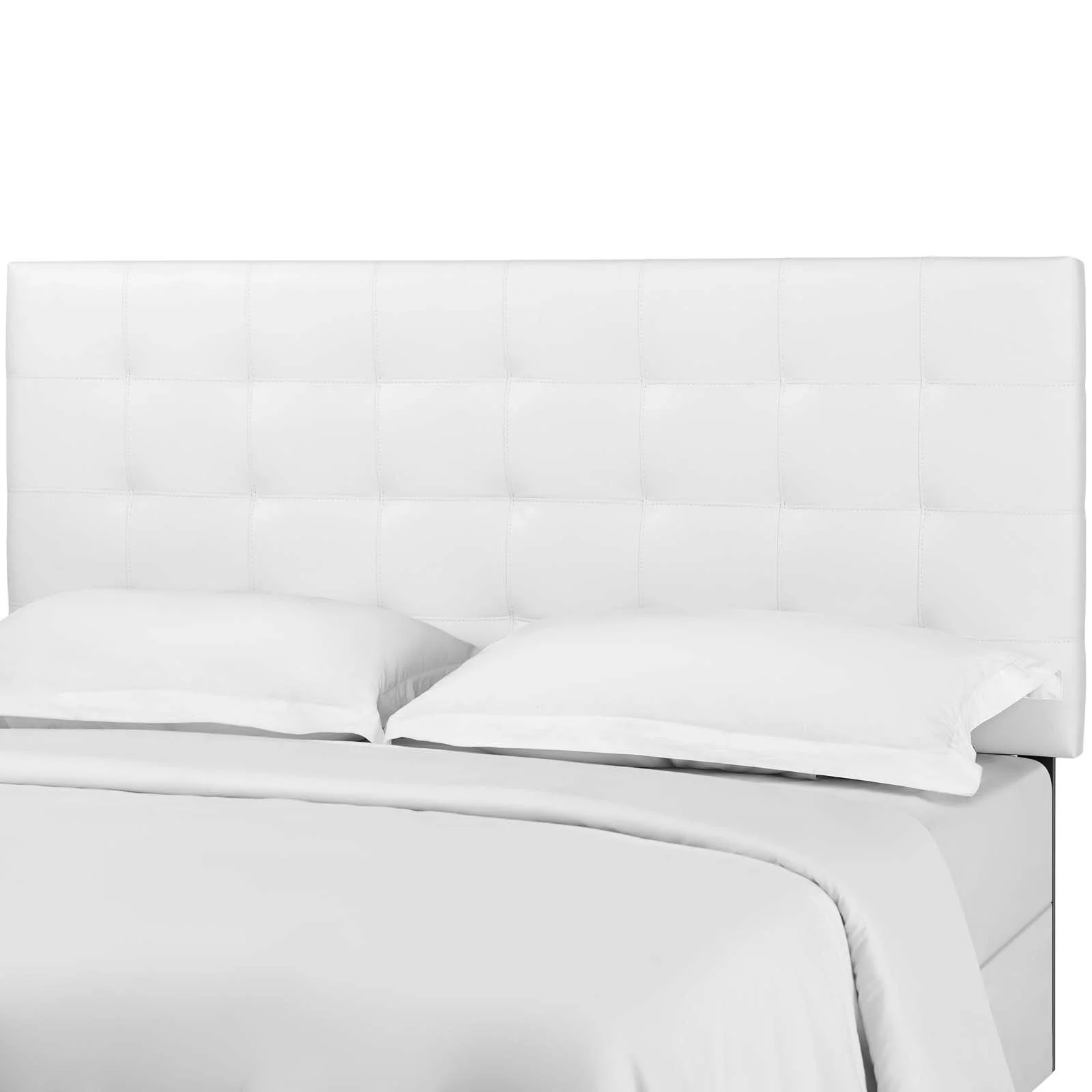 Contemporary Modern Urban Designer Bedroom Full and Queen Size Headbaord, Fabric, White