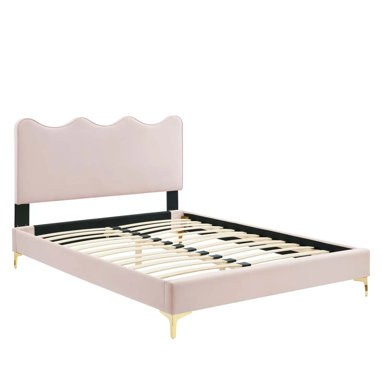 Modway Current Modern Performance Velvet Queen Platform Bed - Pink