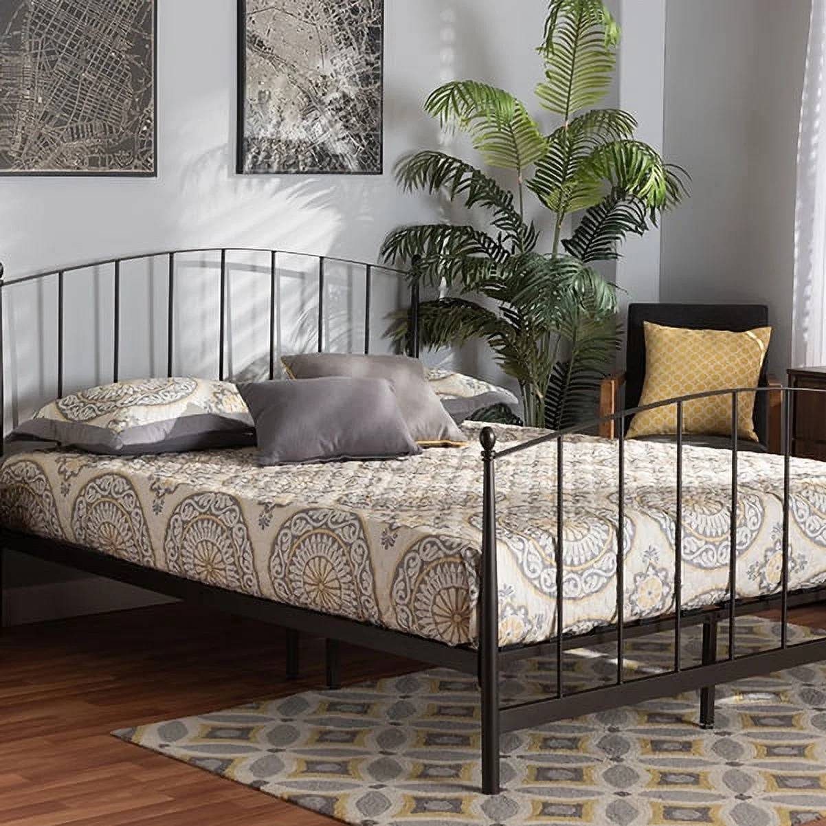 Baxton Studio Lana Black Finished Metal Queen Size Platform Bed