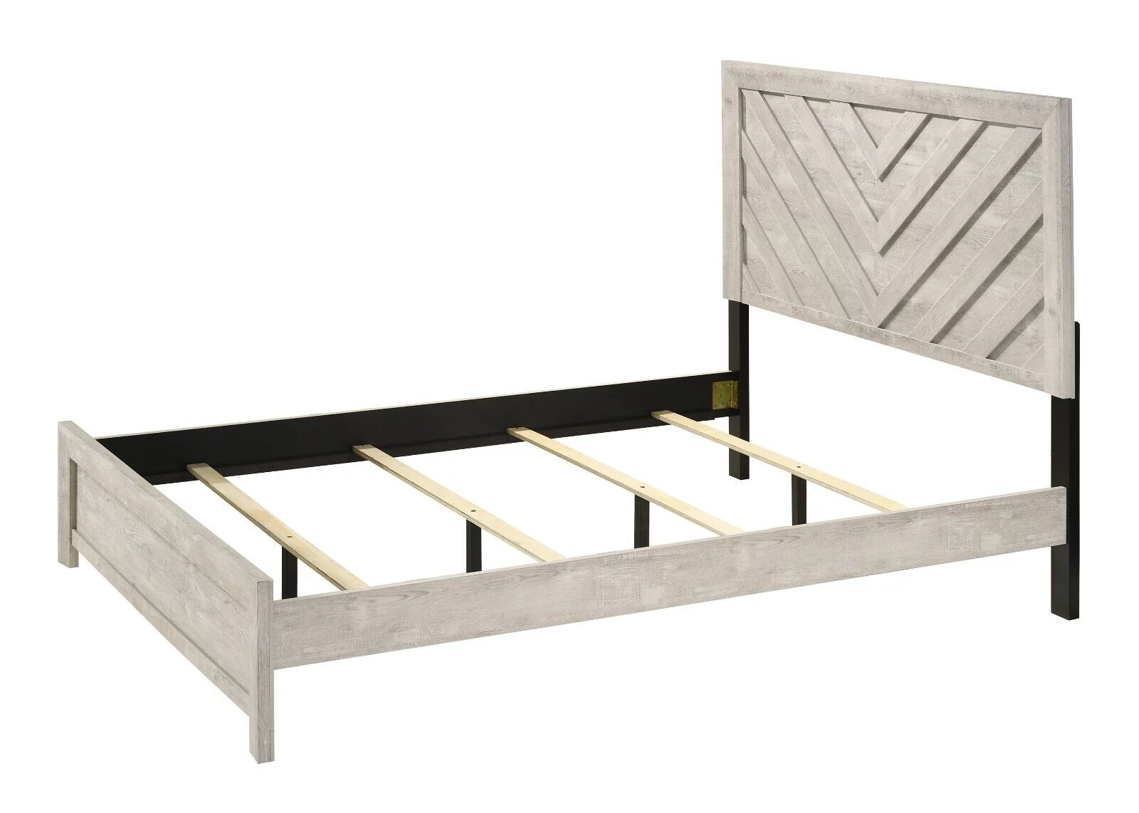 1pc Rustic Beige Gray Finish King Size Panel Bed edroom Furniture