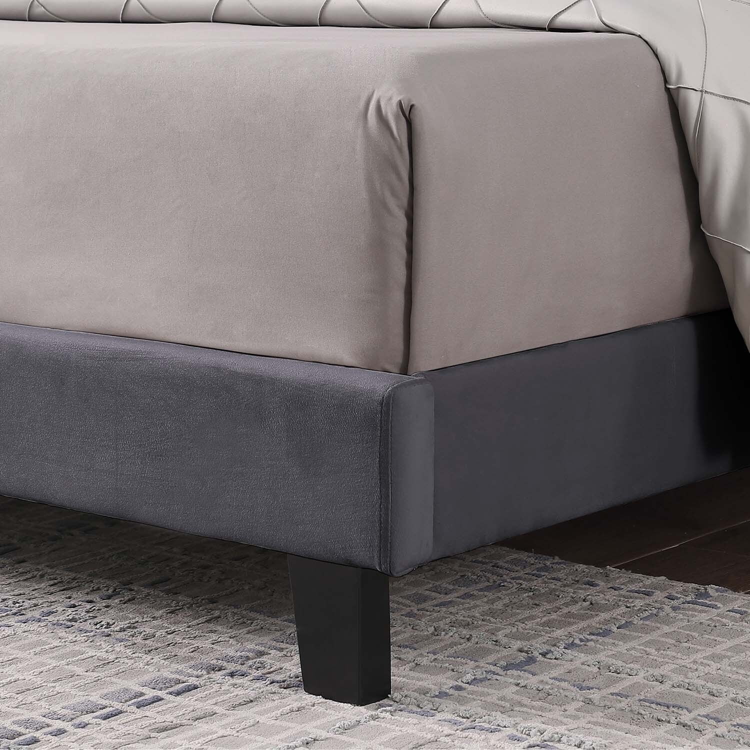 Morden Fort  Queen Size Bed Frame - Adjustable Headboard with Luxurious Velvet Upholstery Grey